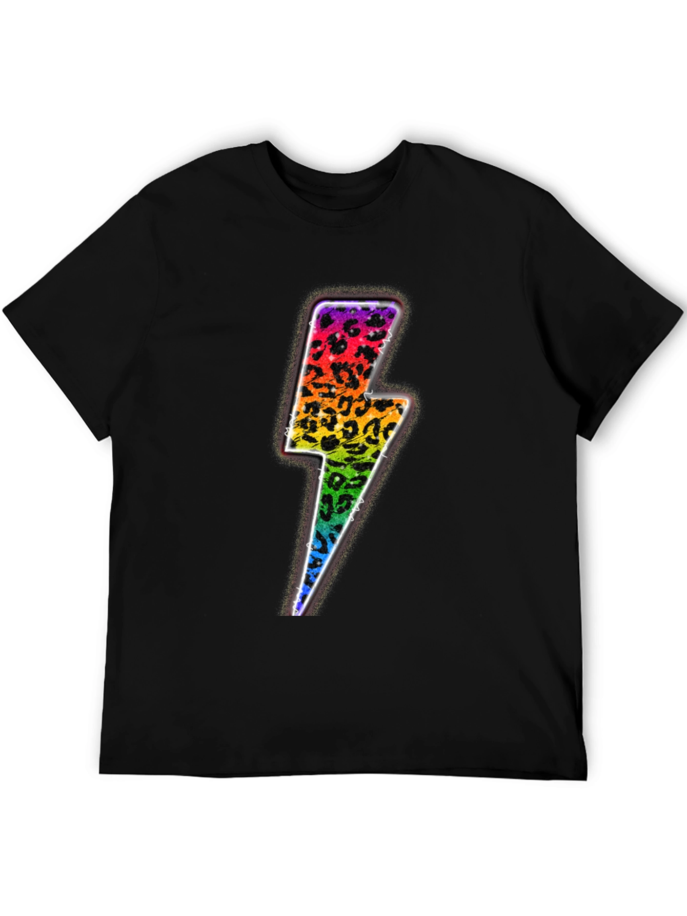Rainbow Leopard Lightning Bolt Graphic Tee