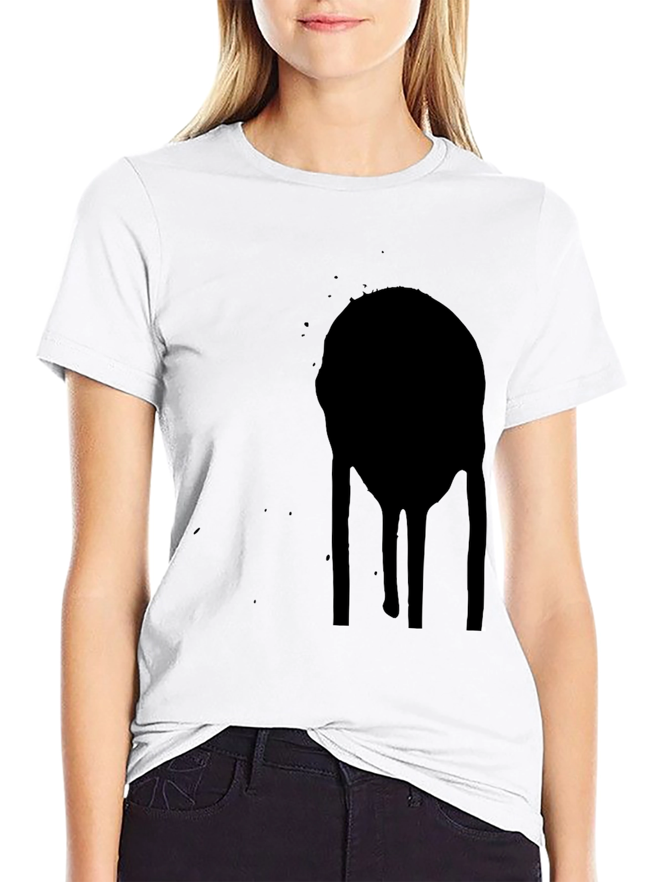 Mens Black Graphic Tee - Abstract Drip Design