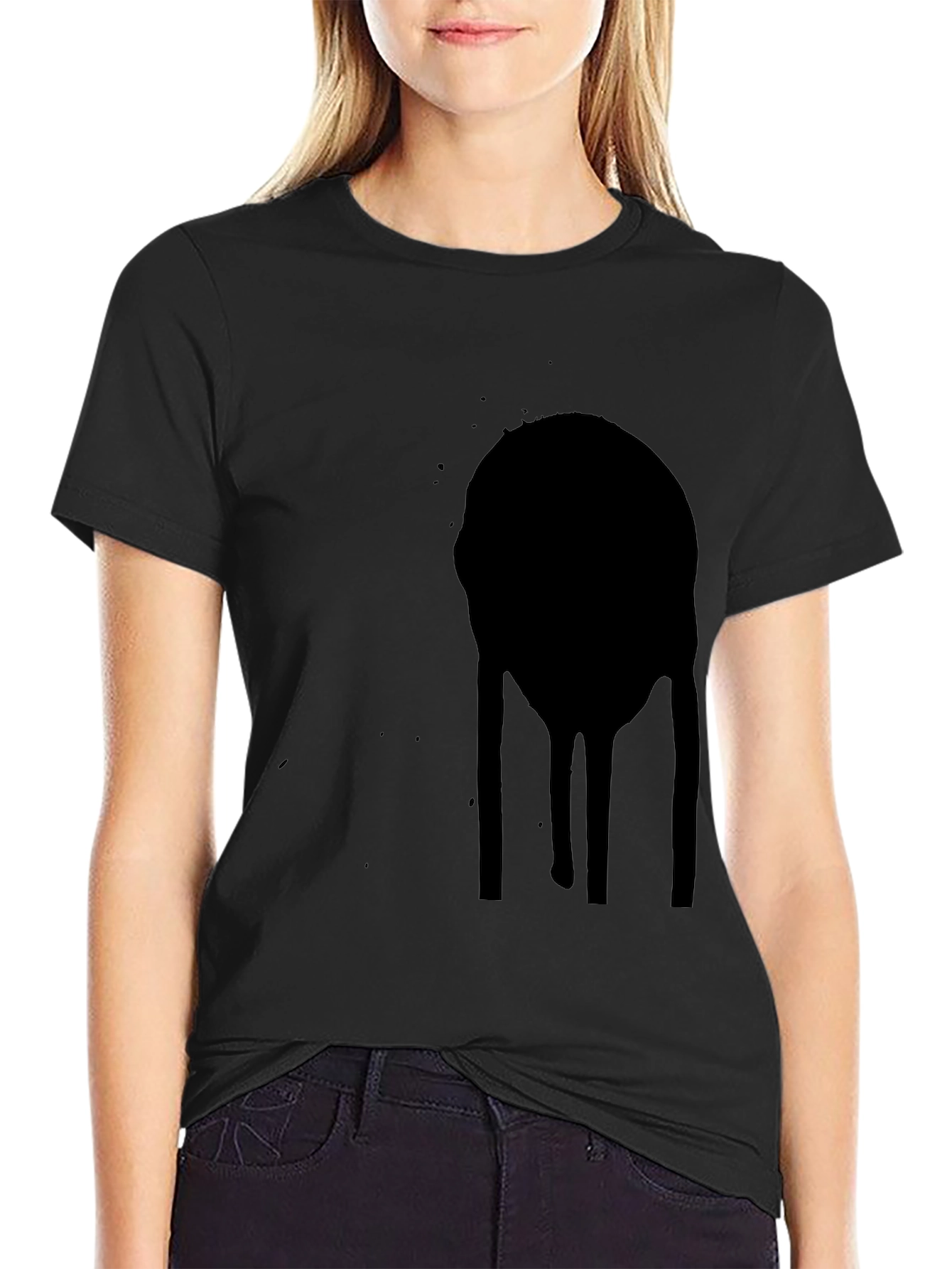 Mens Black Graphic Tee - Abstract Drip Design