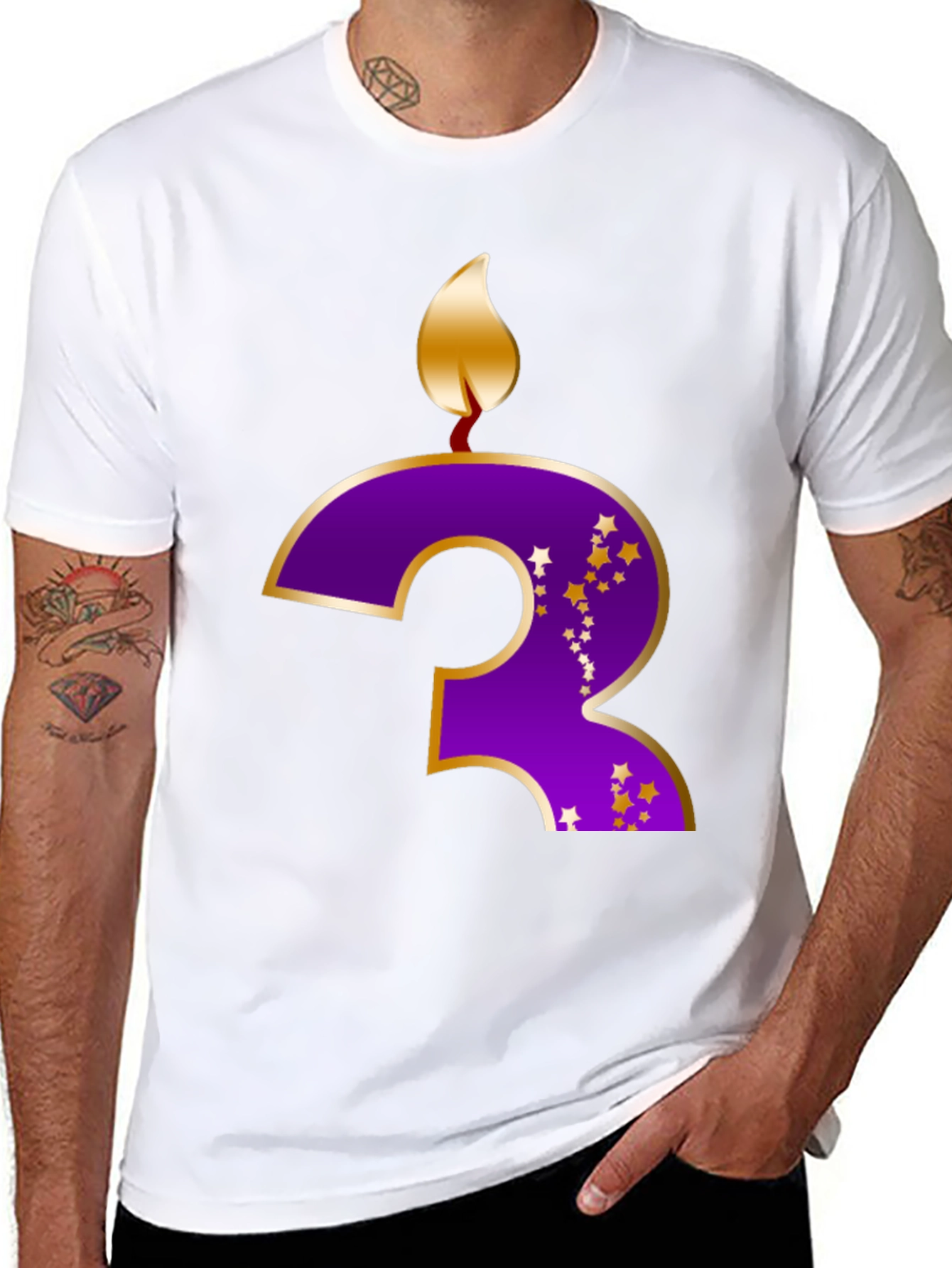 Birthday Number 3 Candle T-Shirt