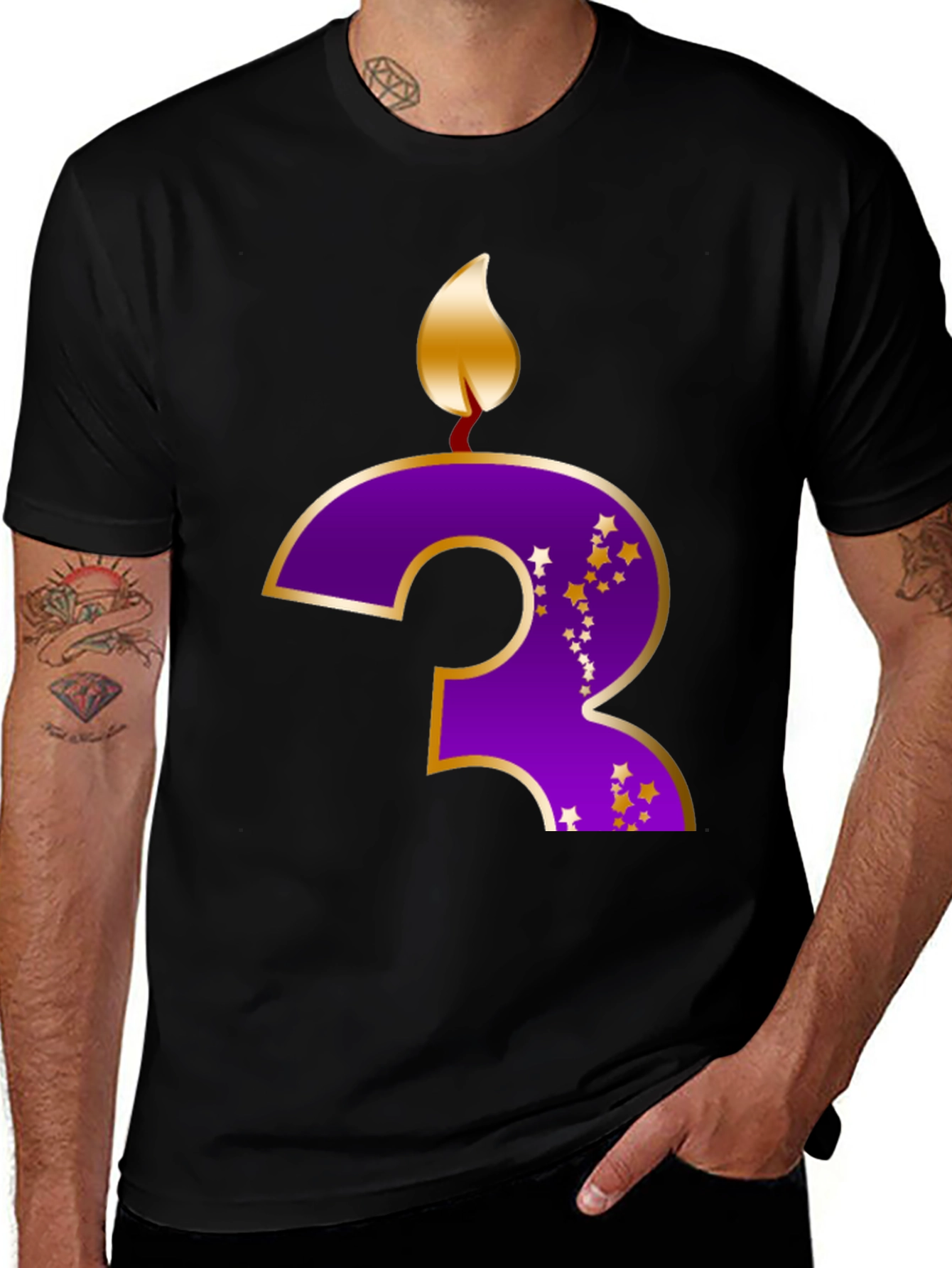 Birthday Number 3 Candle T-Shirt