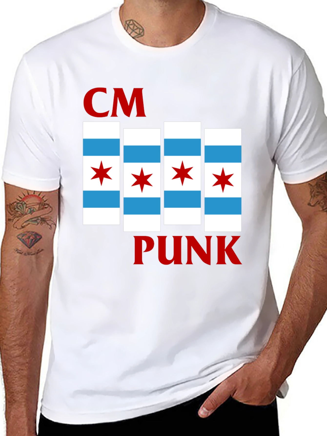 CM Punk Chicago Flag T-Shirt - Bold Graphic Tee