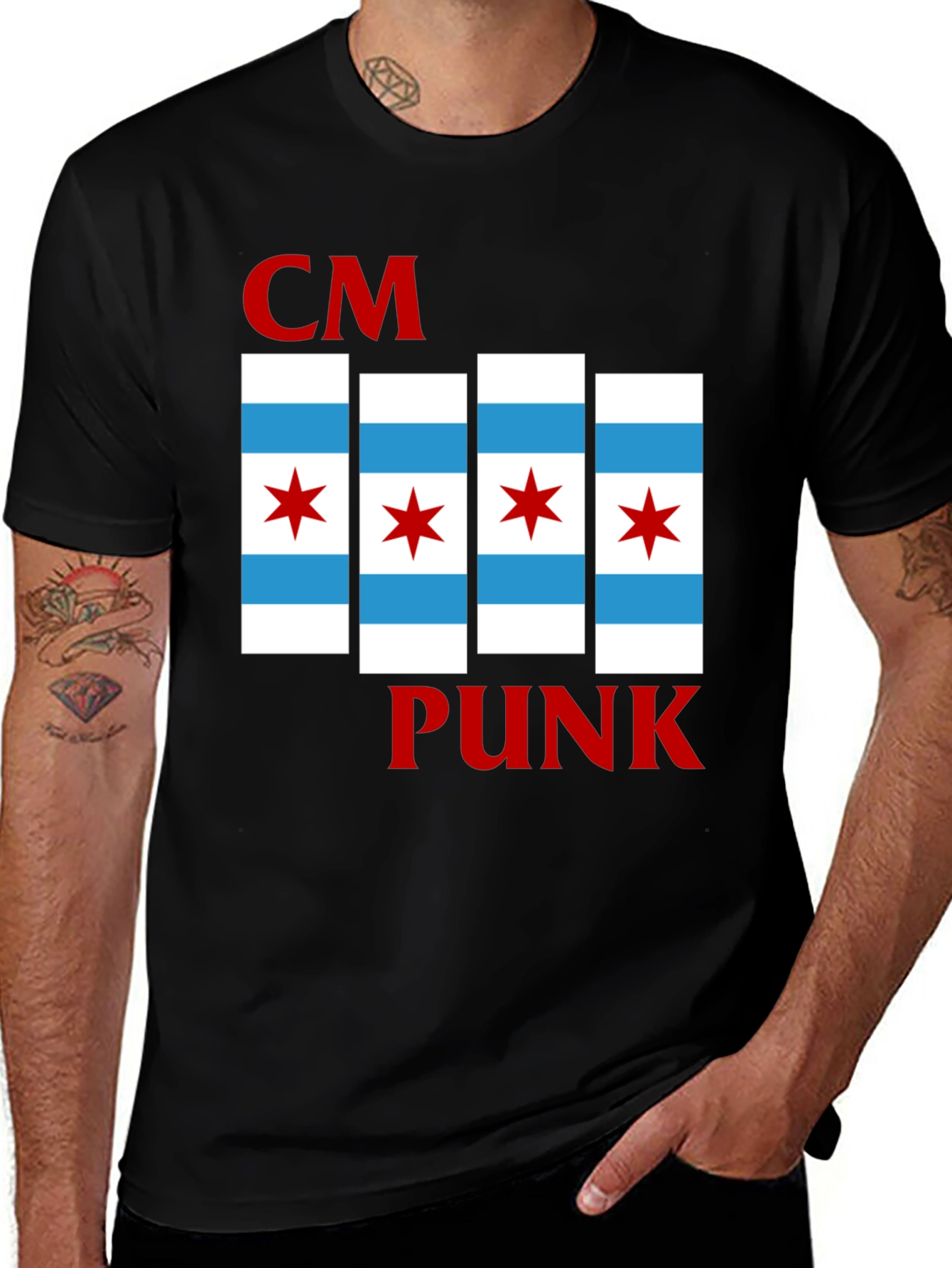 CM Punk Chicago Flag T-Shirt - Bold Graphic Tee