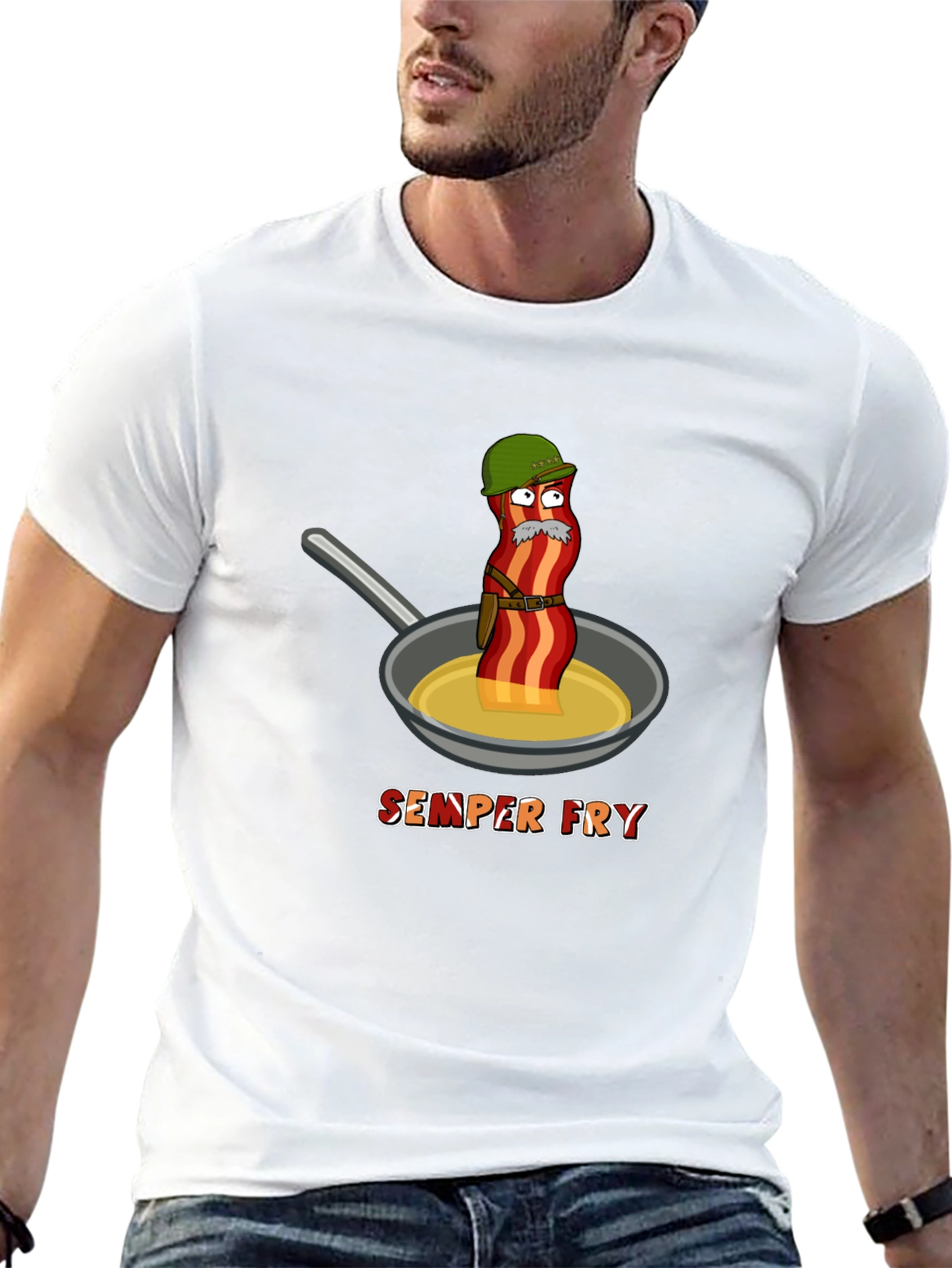 Semper Fry T-Shirt - Funny Bacon Design
