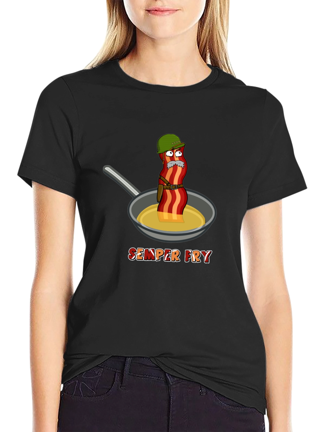 Semper Fry T-Shirt - Funny Bacon Design