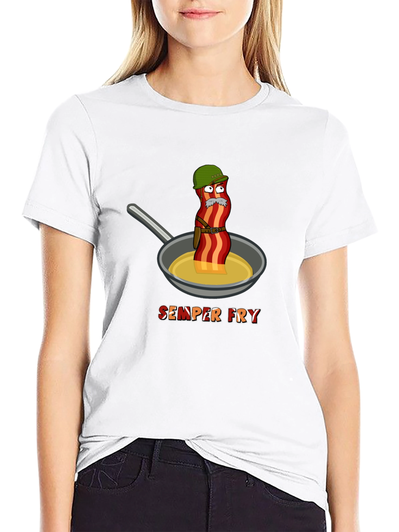 Semper Fry T-Shirt - Funny Bacon Design