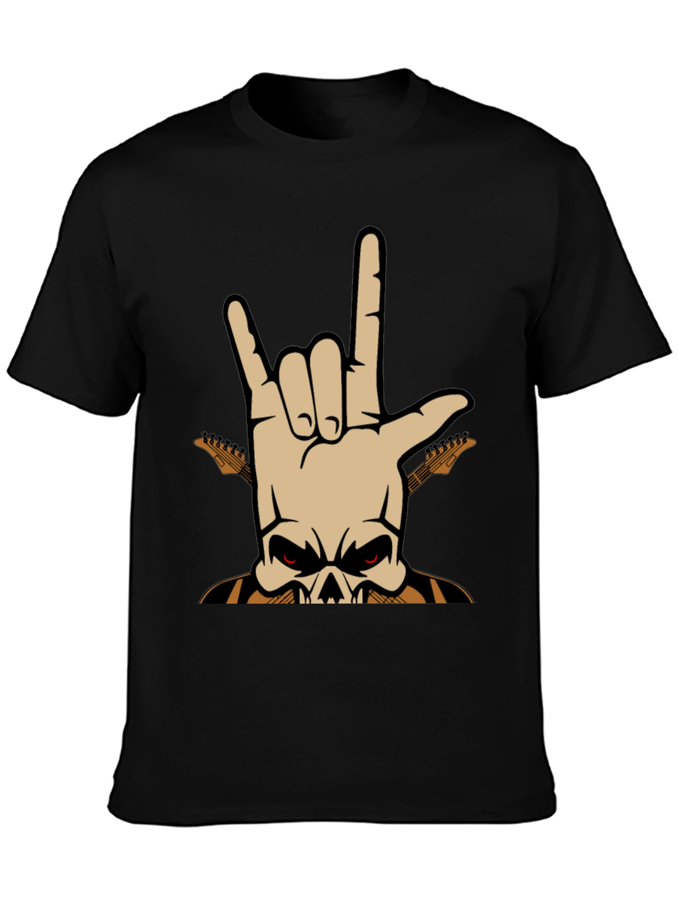 Rock On! Skull Guitar Graphic T-Shirt
