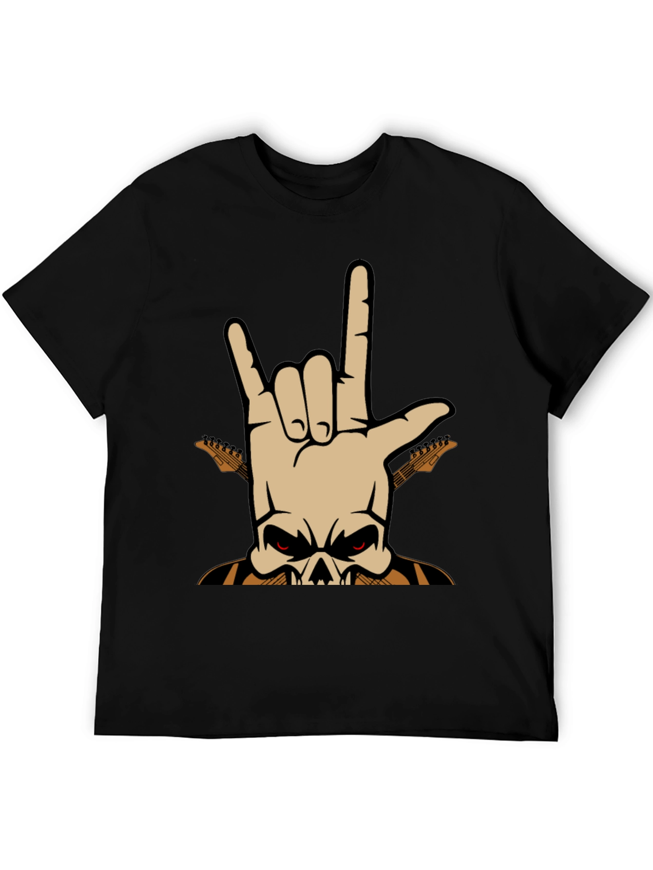 Rock On! Skull Guitar Graphic T-Shirt
