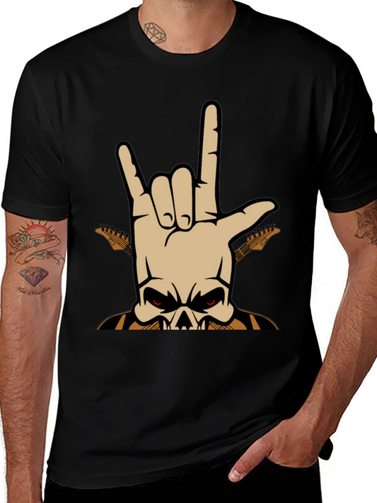 Rock On! Skull Guitar Graphic T-Shirt