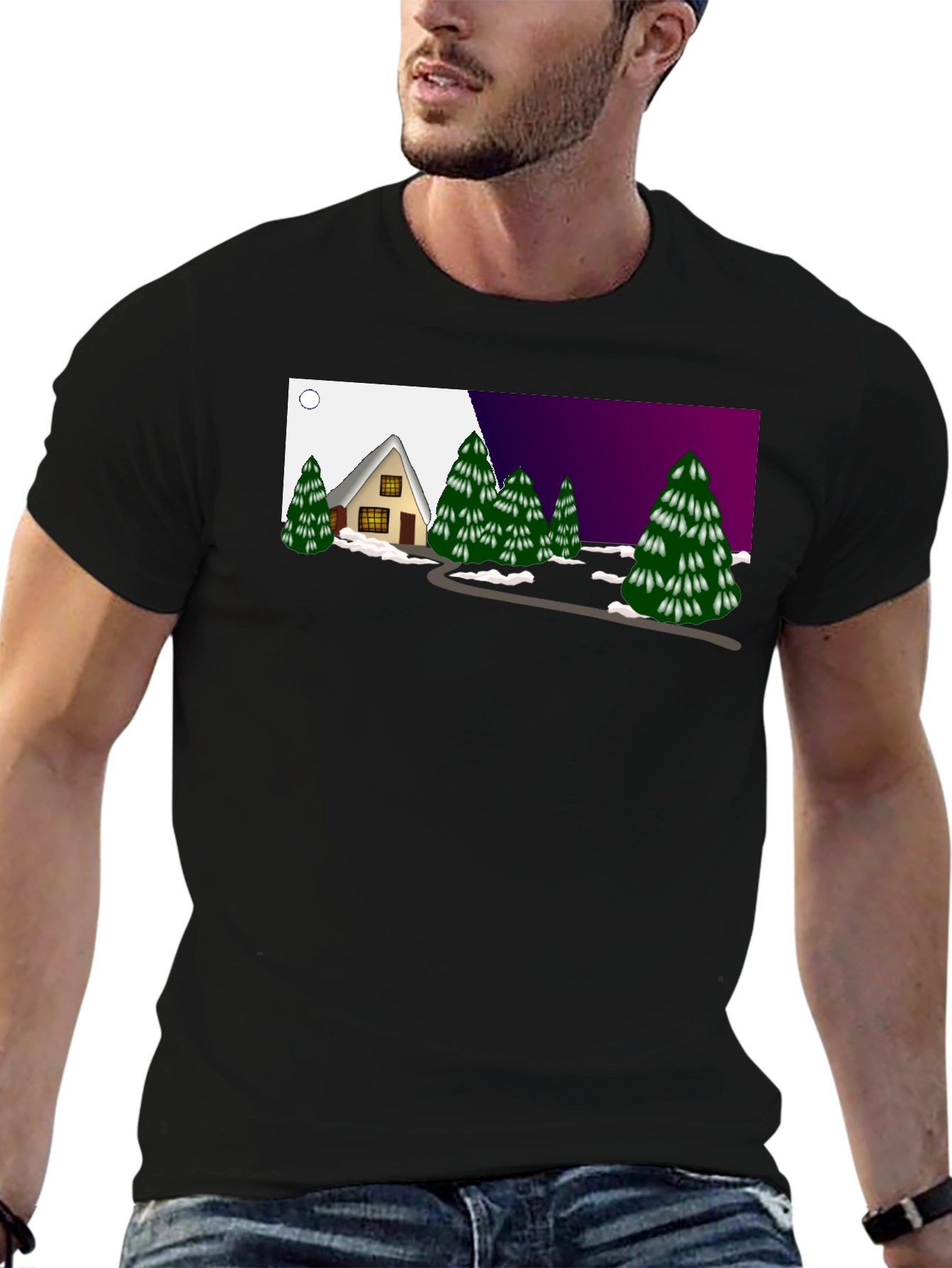 Winter Cabin Graphic Tee - Cozy and Unique