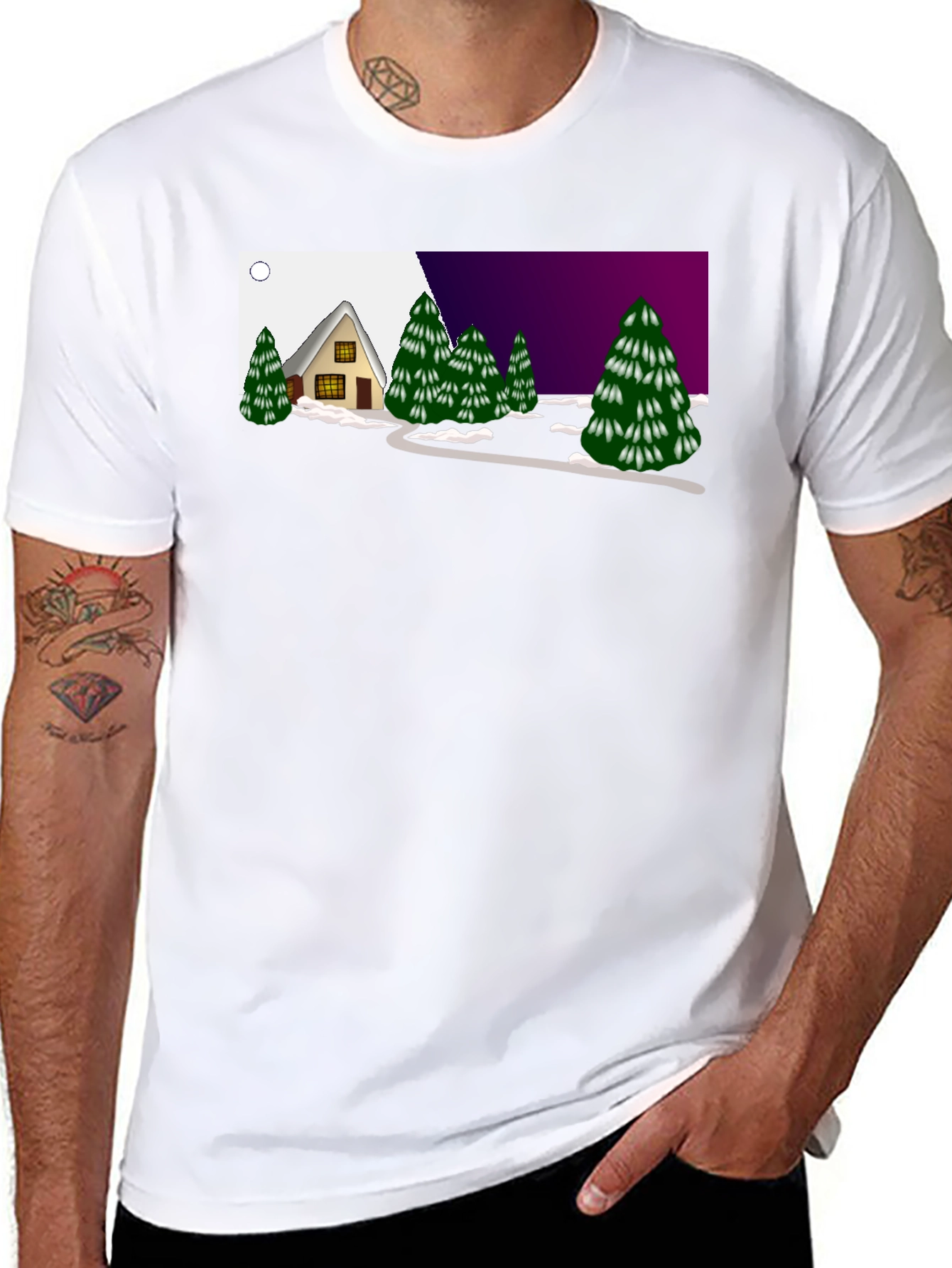 Winter Cabin Graphic Tee - Cozy and Unique
