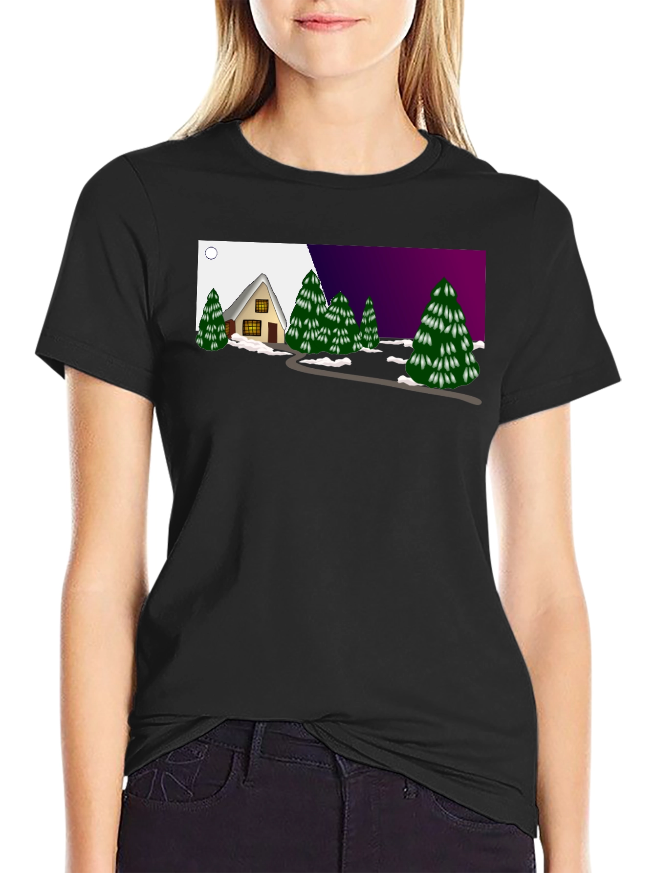 Winter Cabin Graphic Tee - Cozy and Unique