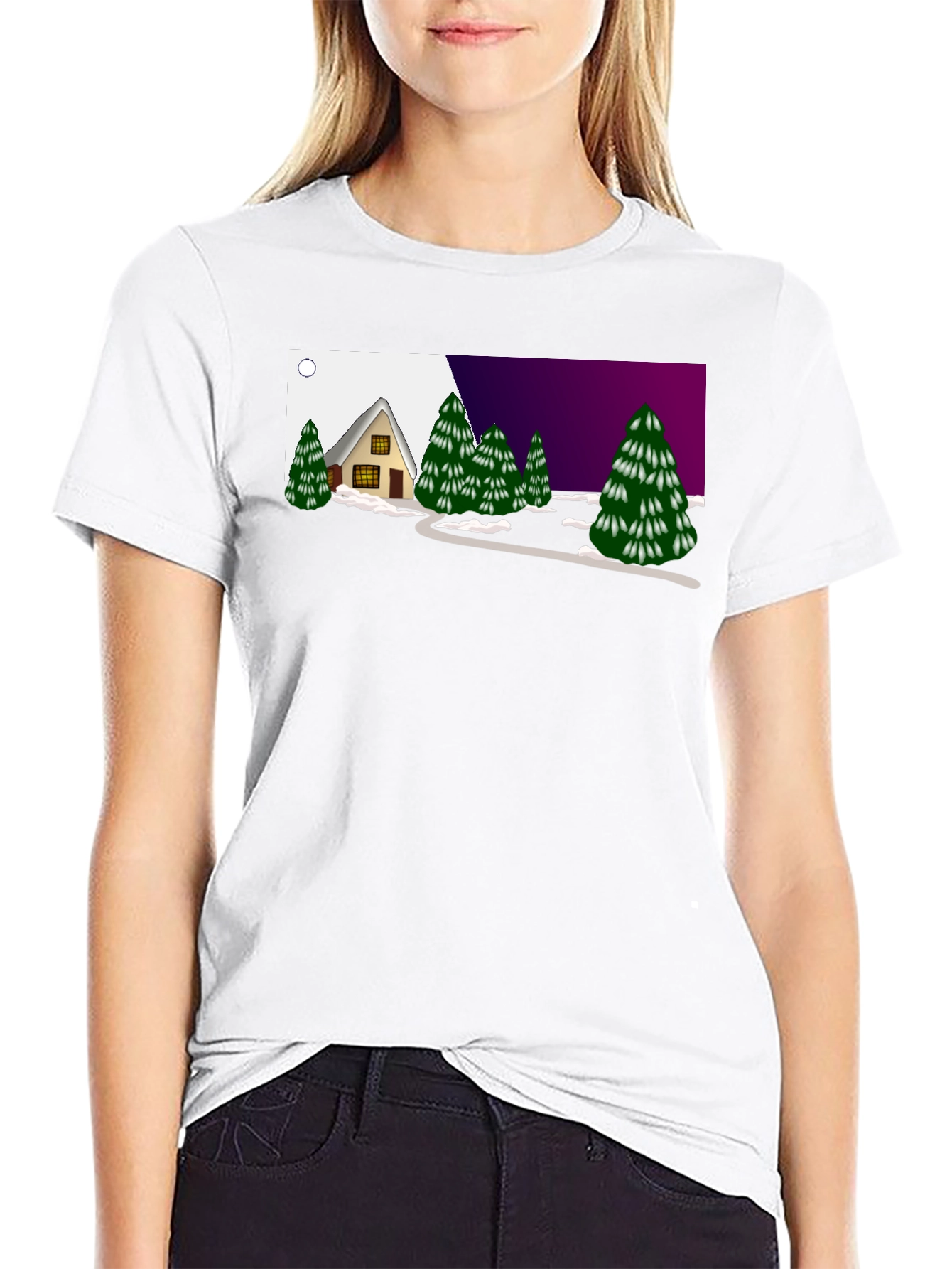 Winter Cabin Graphic Tee - Cozy and Unique