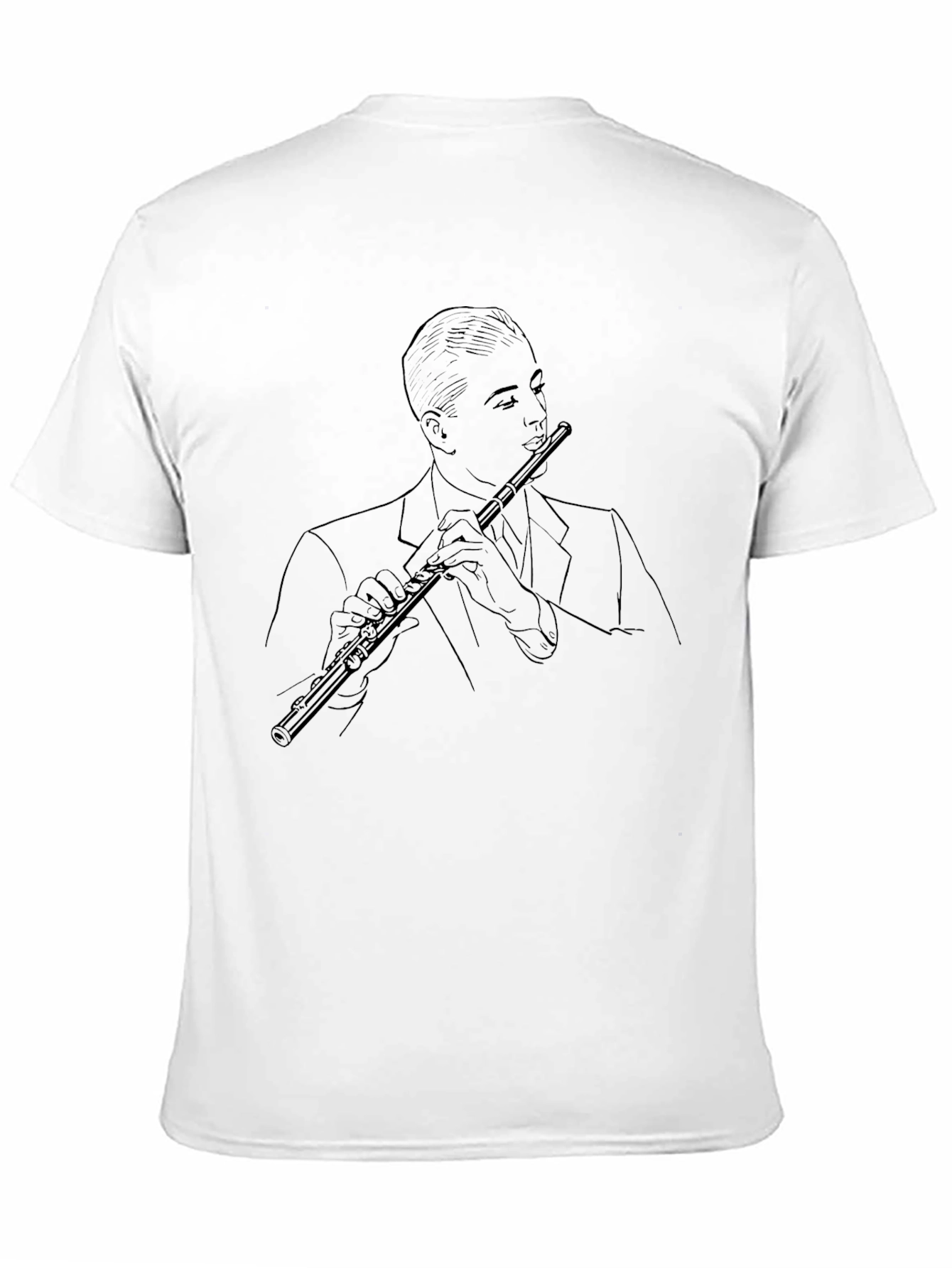 Jazz Flute Player Graphic Tee - Stylish Black T-Shirt