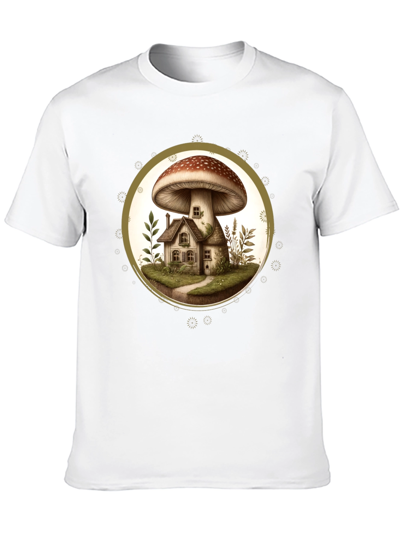 Mushroom House T-Shirt - Unique Nature Design
