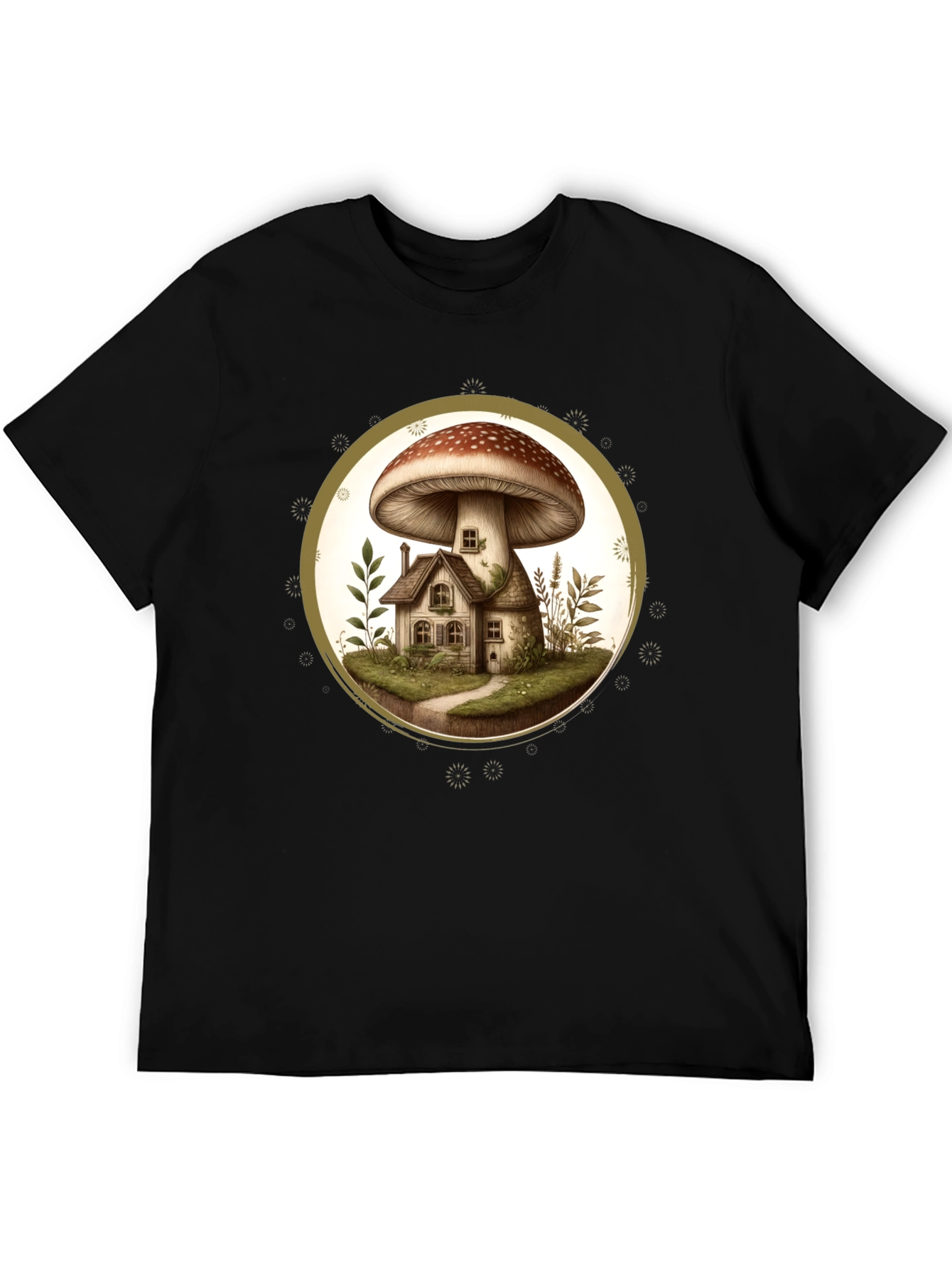 Mushroom House T-Shirt - Unique Nature Design