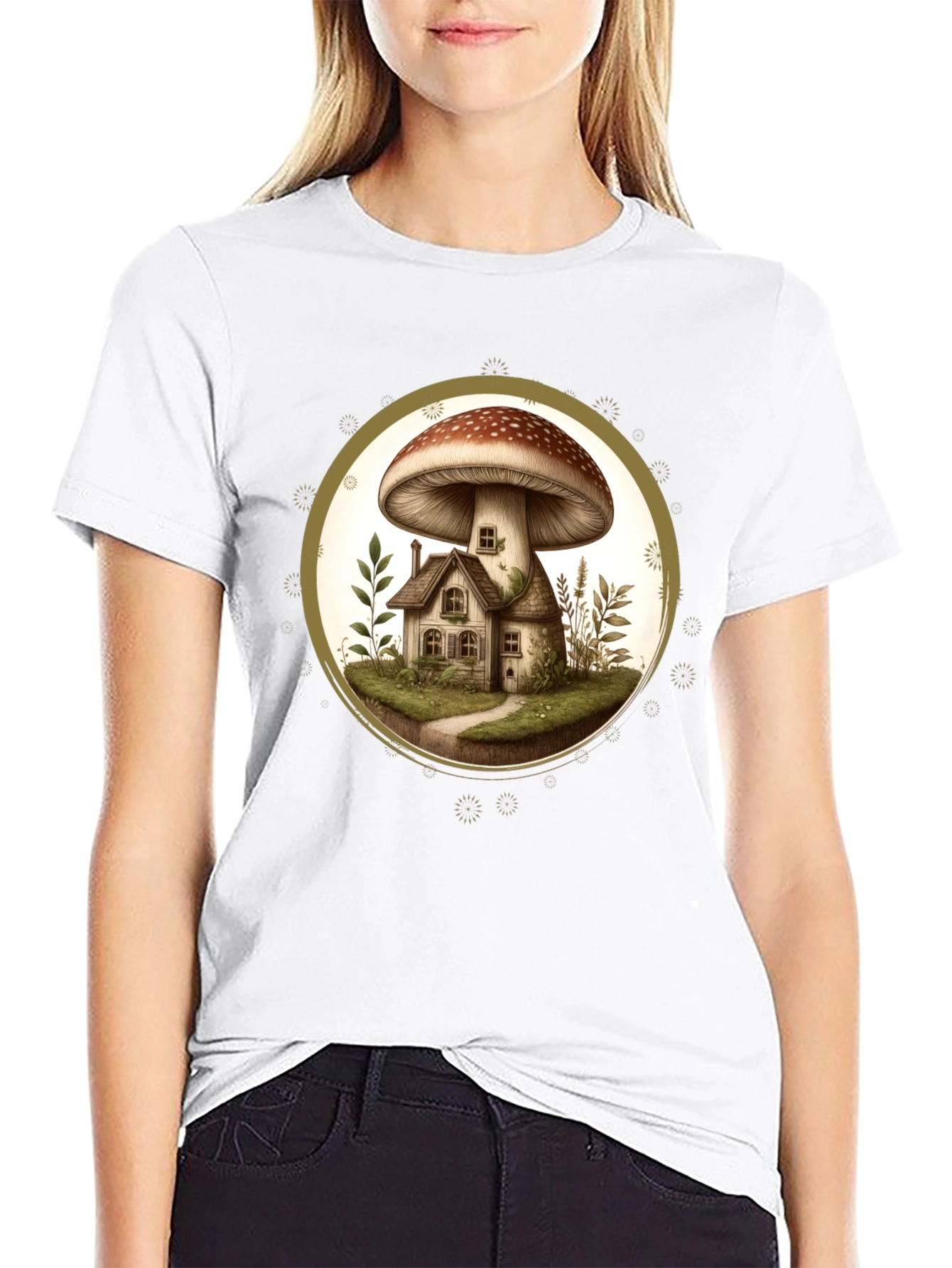 Mushroom House T-Shirt - Unique Nature Design