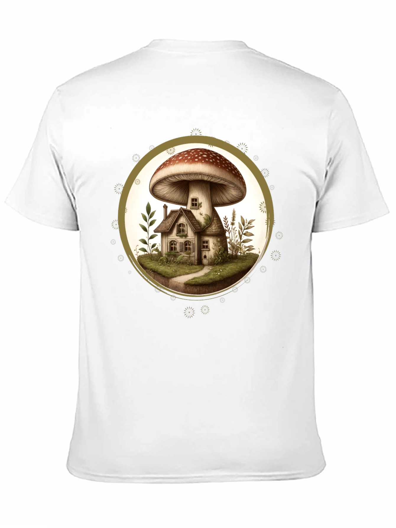 Mushroom House T-Shirt - Unique Nature Design