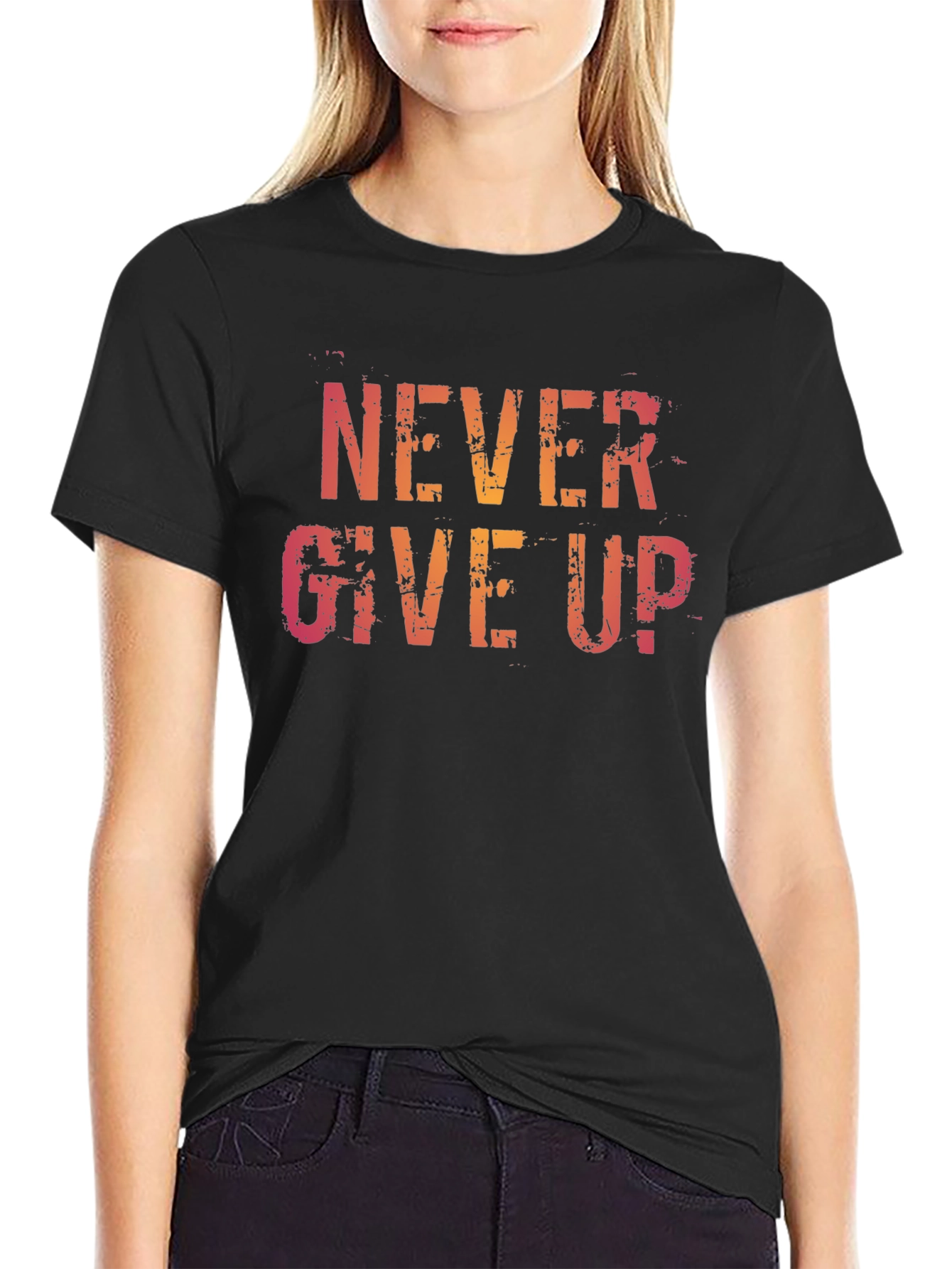 Never Give Up Graphic Tee - Motivational Shirt