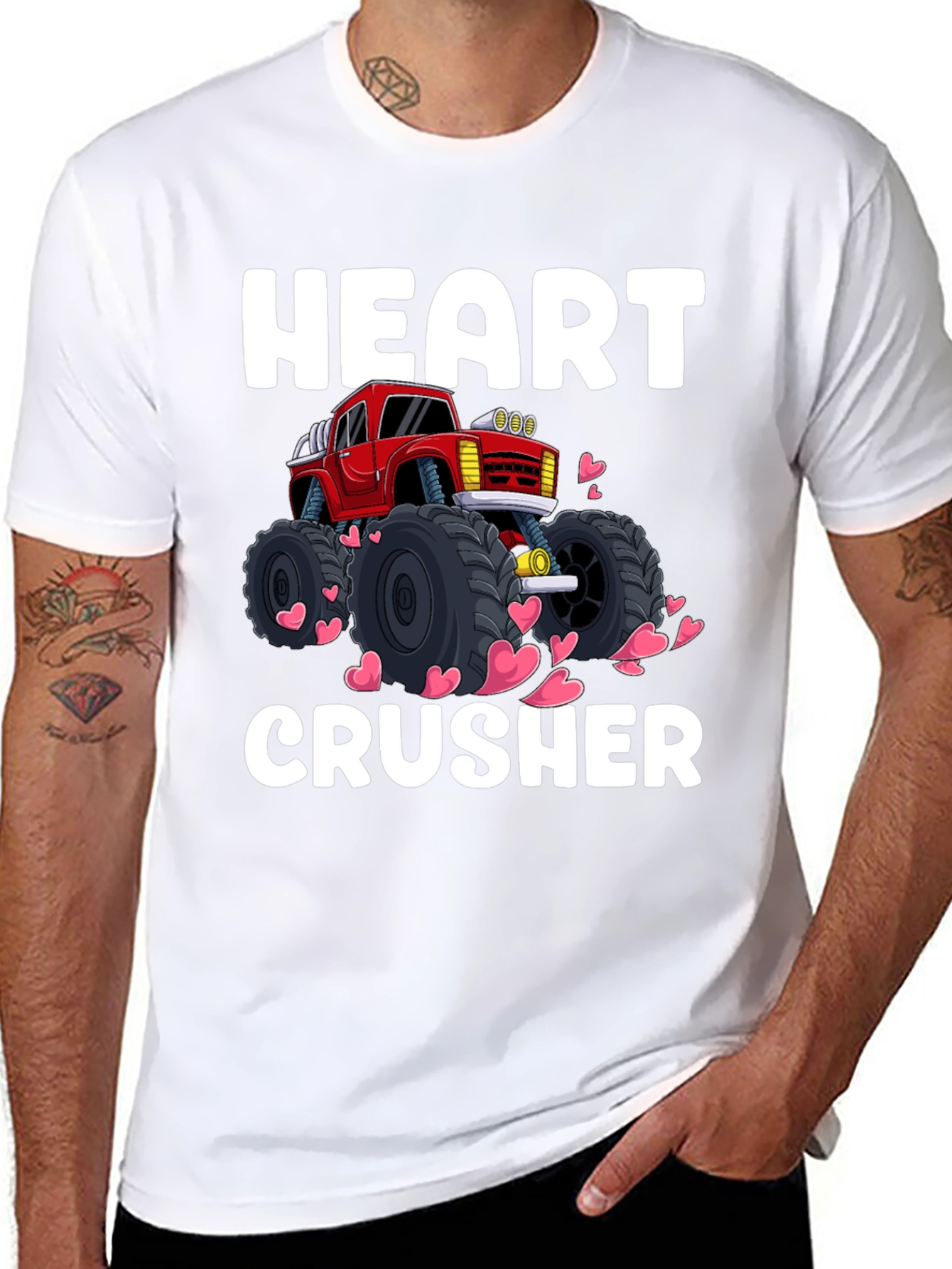 Heart Crusher Monster Truck T-Shirt - Valentines Day