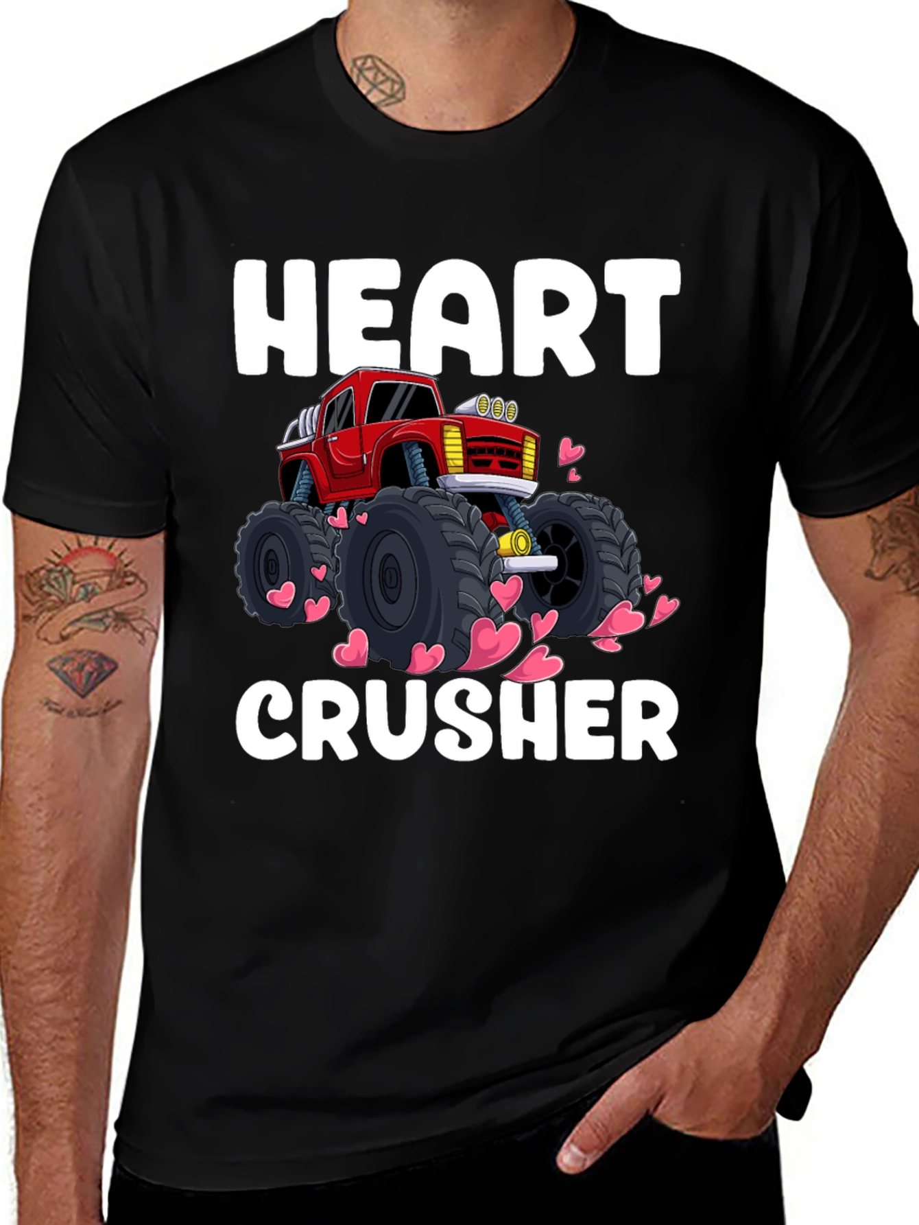 Heart Crusher Monster Truck T-Shirt - Valentines Day