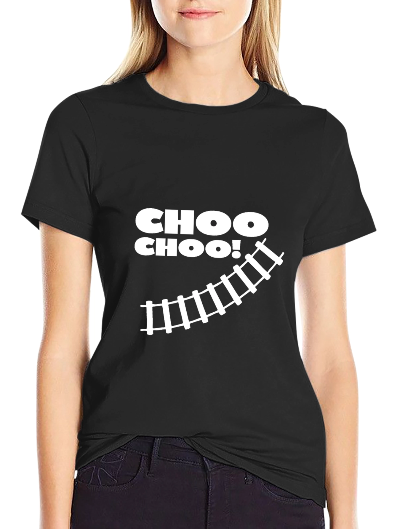 Choo Choo! Train Track Graphic Tee - Black