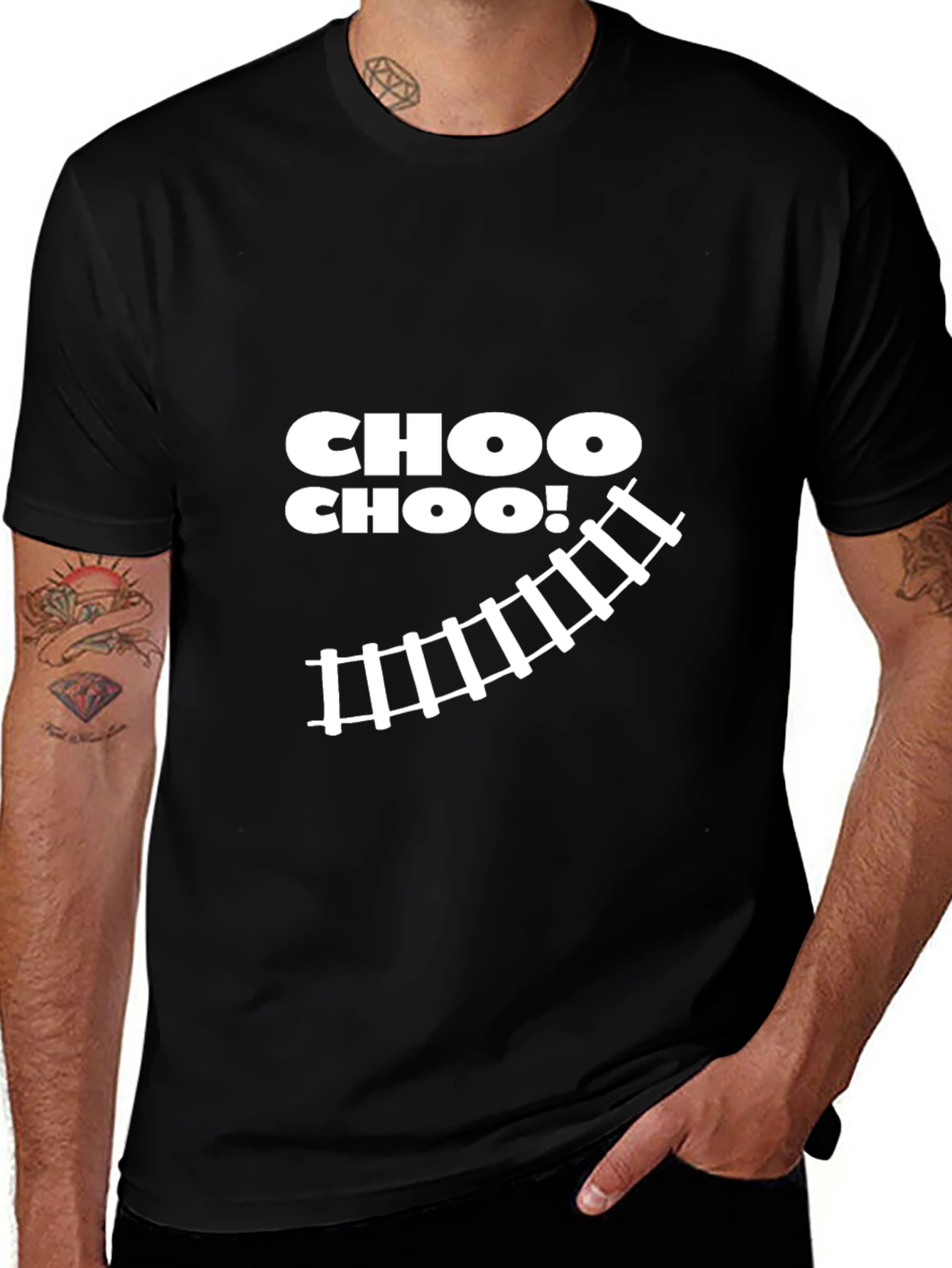 Choo Choo! Train Track Graphic Tee - Black