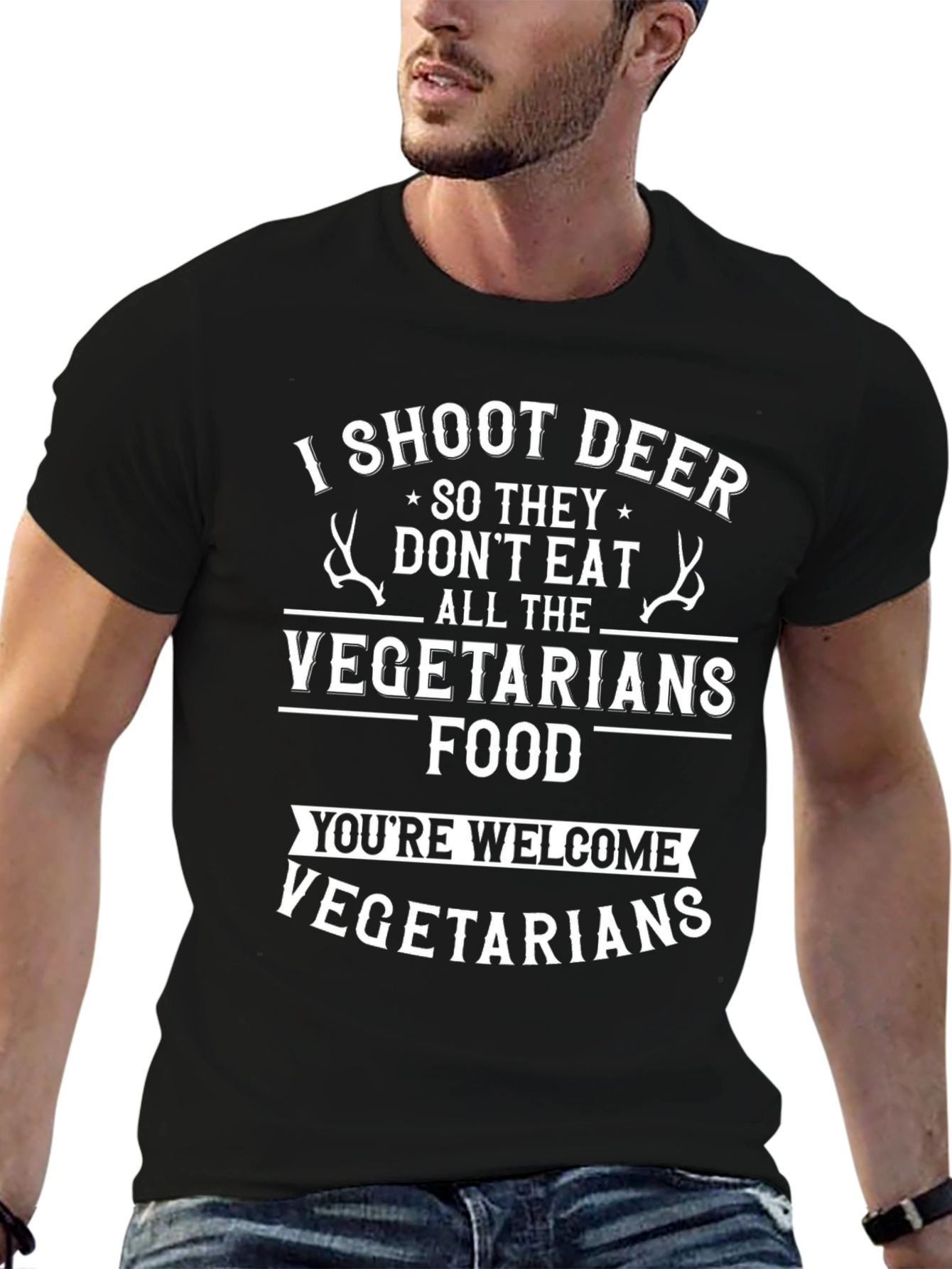 I Shoot Deer Vegetarian Food Funny T-Shirt