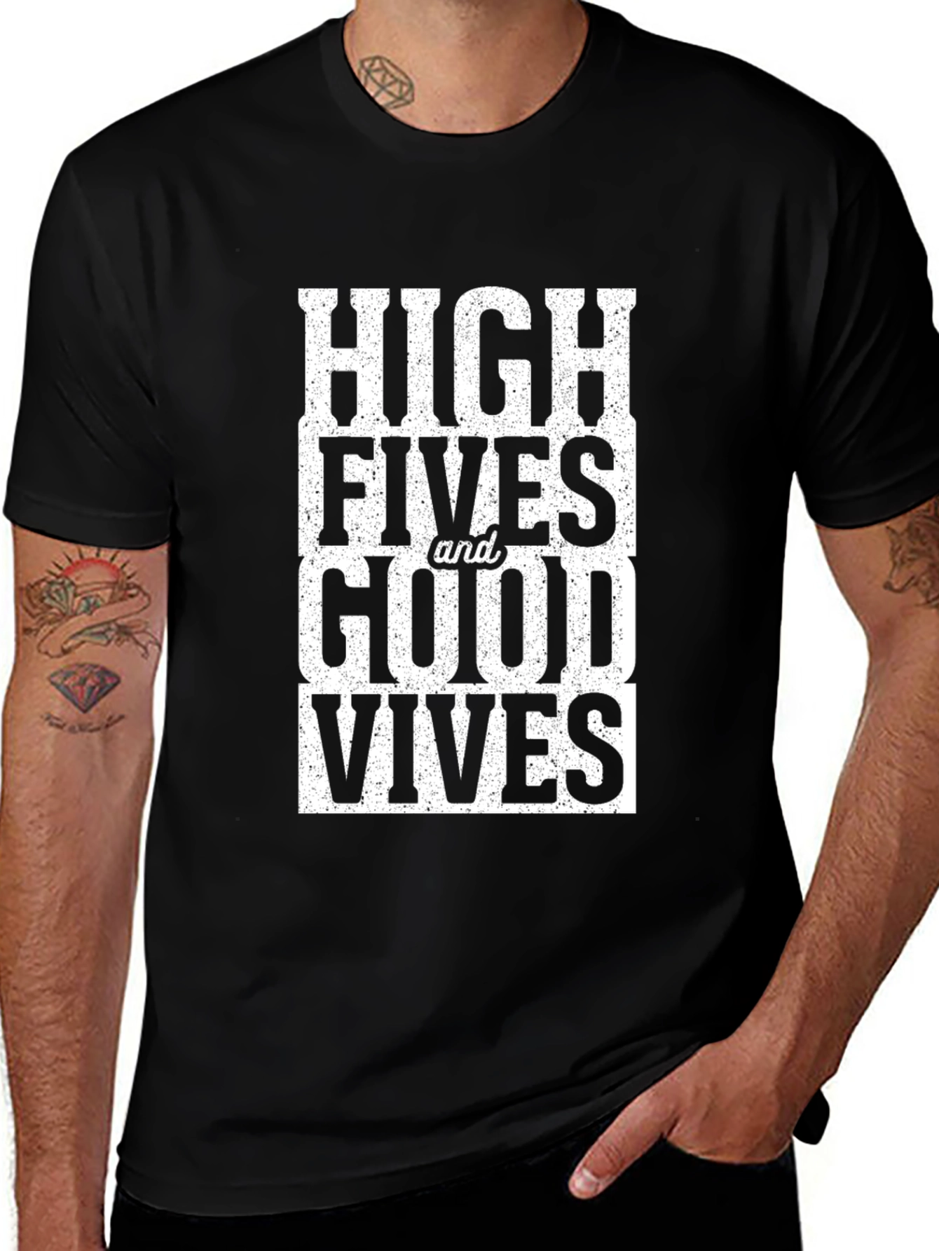 High Fives & Good Vibes Black Graphic Tee