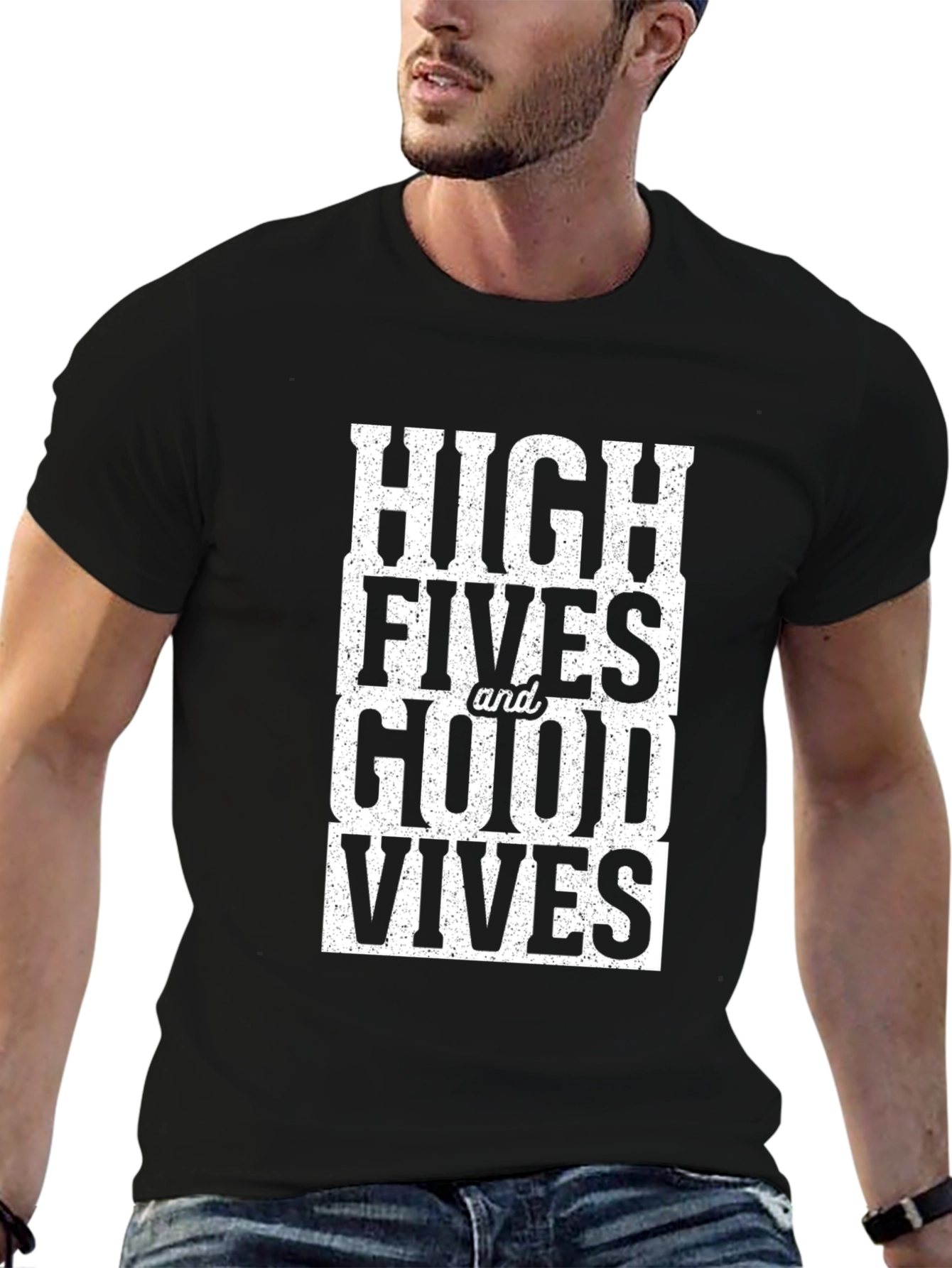 High Fives & Good Vibes Black Graphic Tee