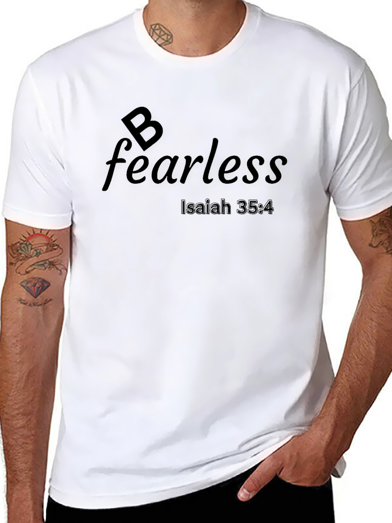 Be Fearless Graphic Tee - Isaiah 35:4 Christian T-Shirt