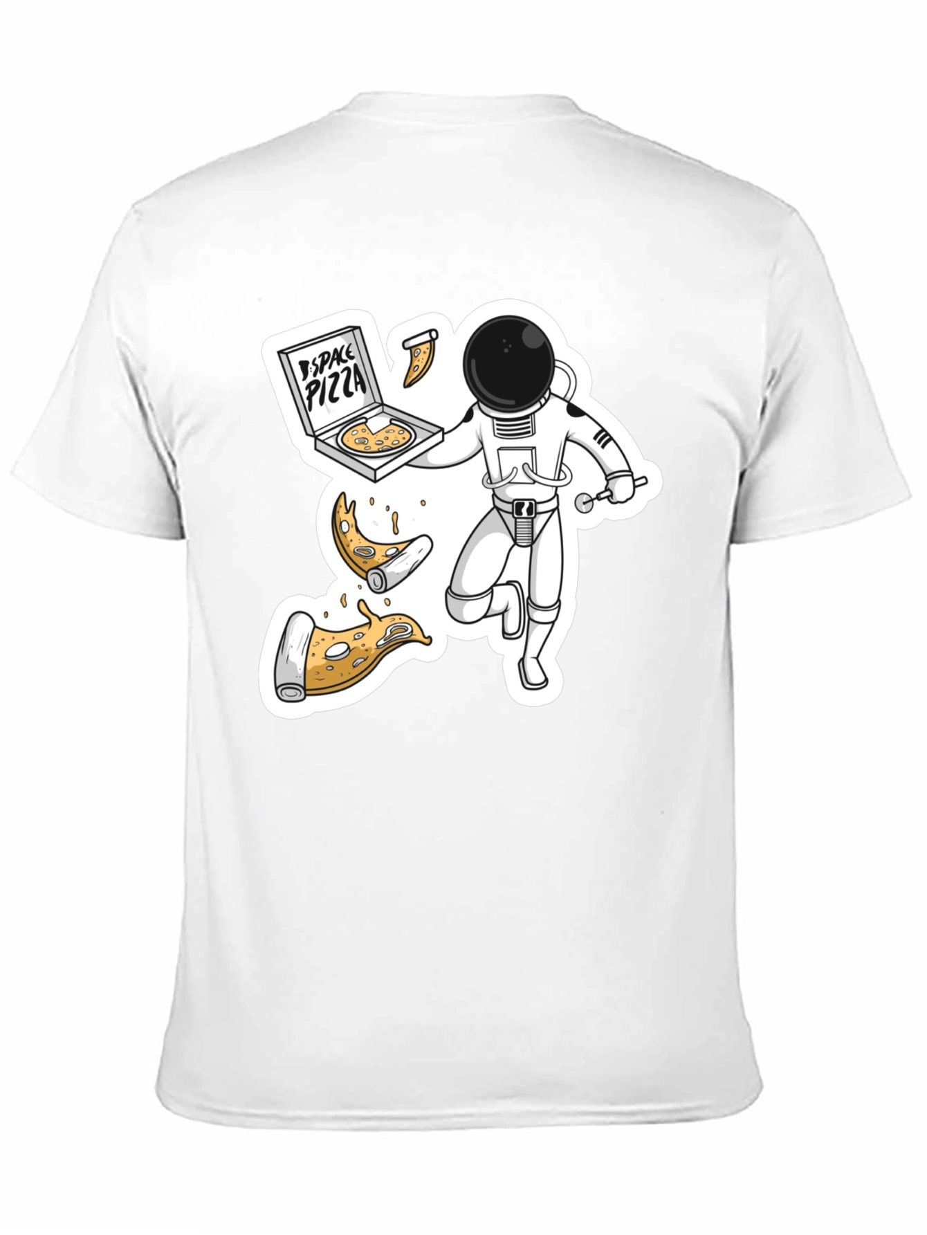Space Pizza Black T-Shirt - Astronaut Delivery!
