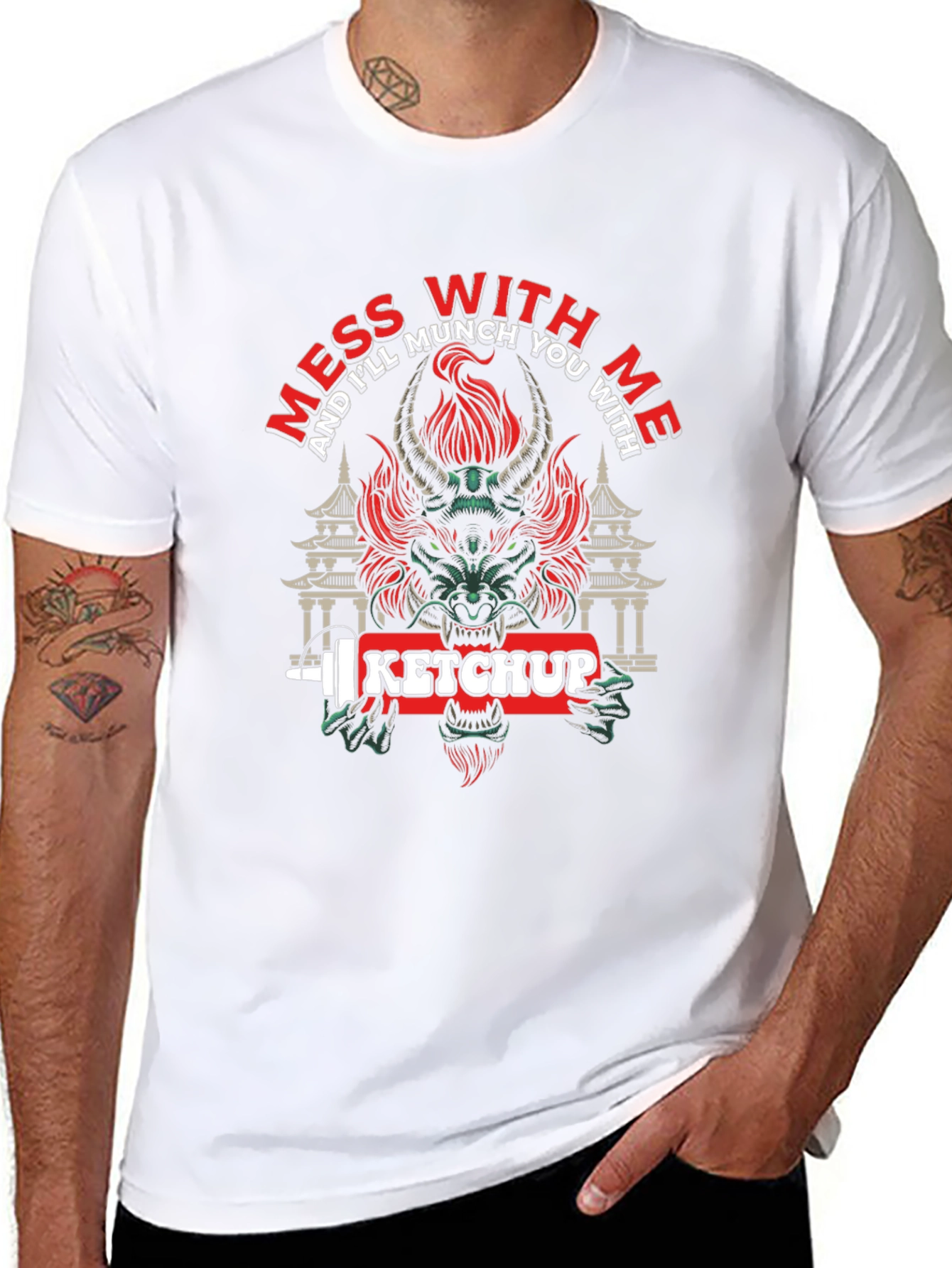 Mess With Me Ketchup Dragon Graphic T-Shirt