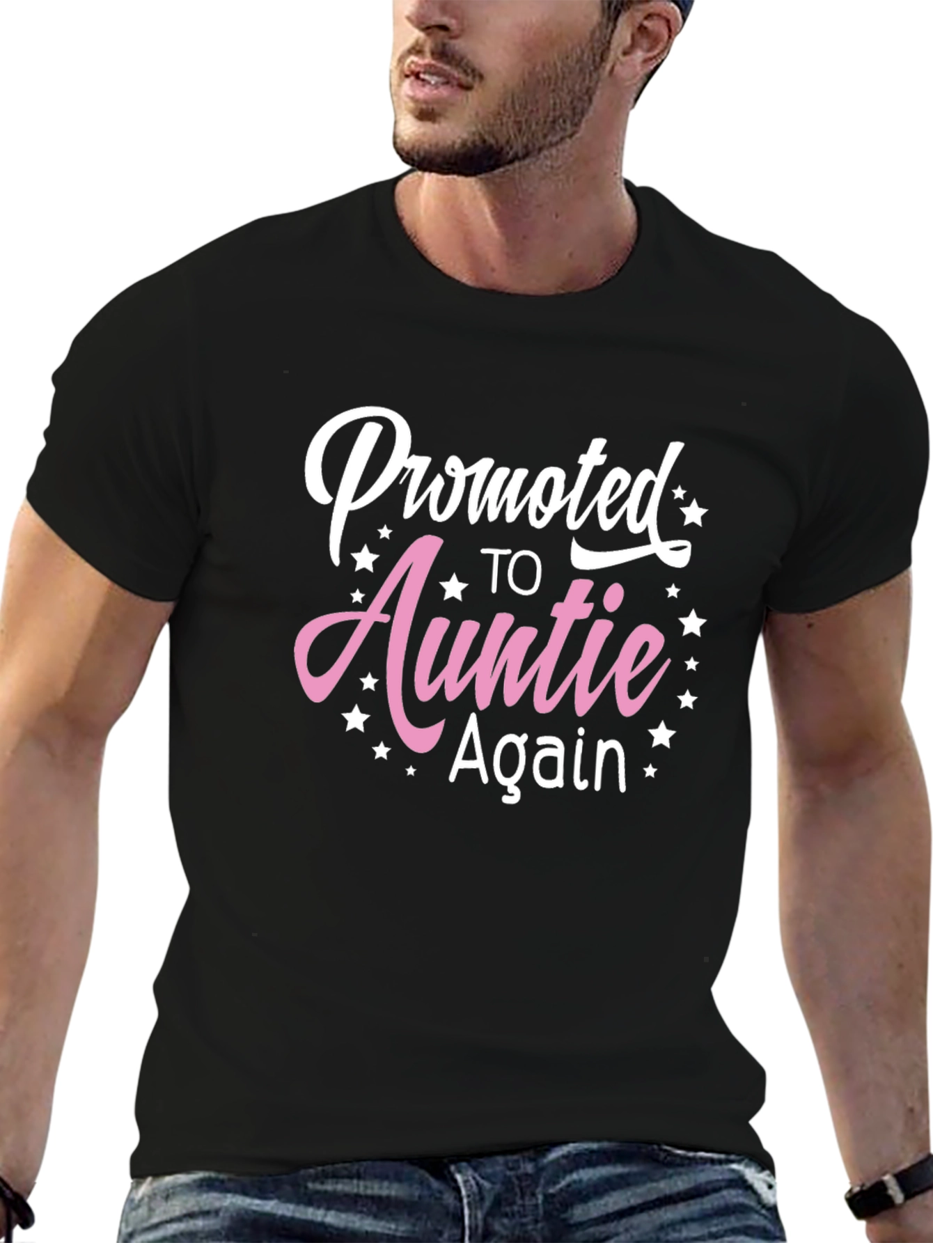 Promoted To Auntie Again Black T-Shirt