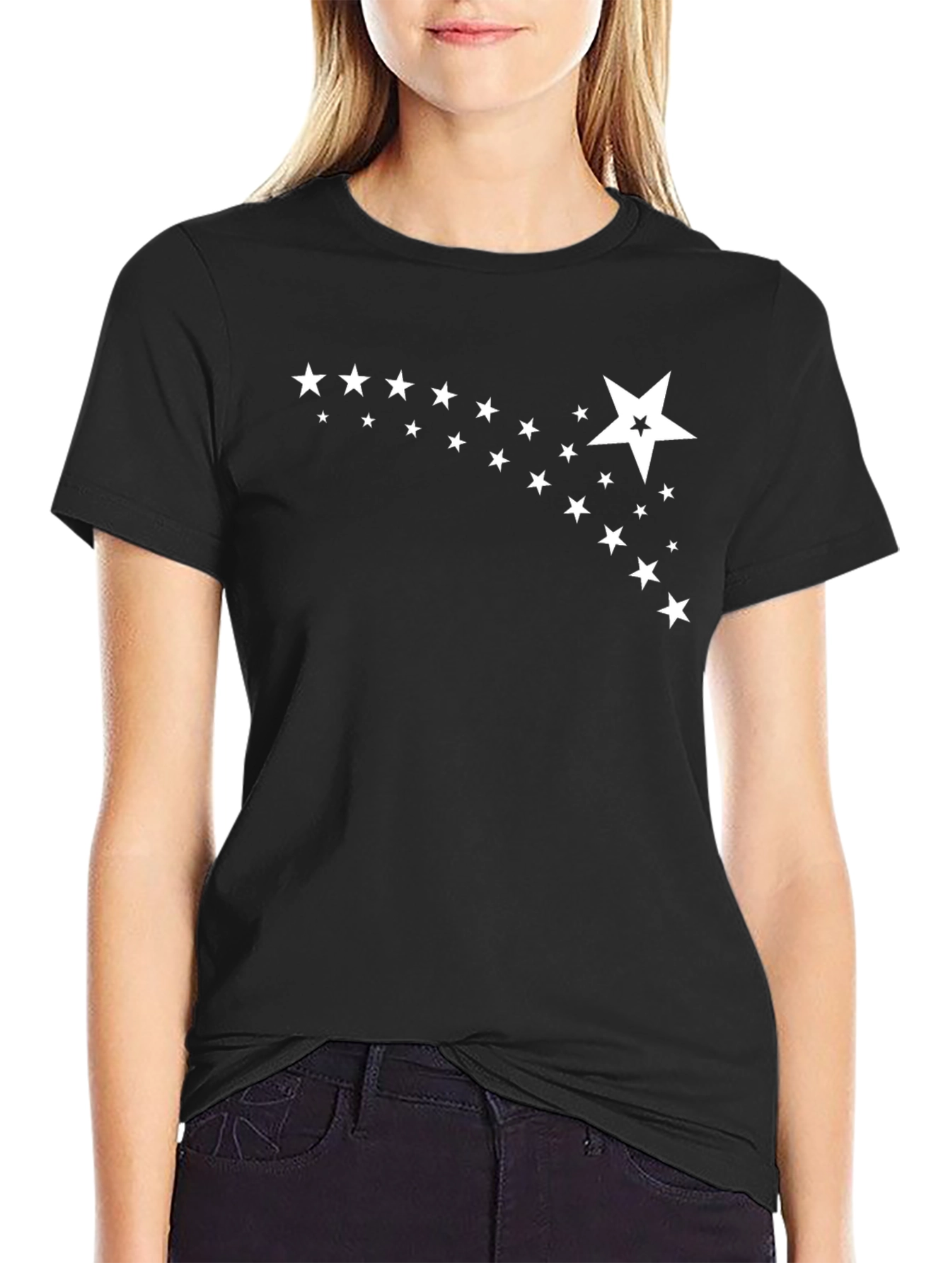 Stylish Black Tee with Star Graphic