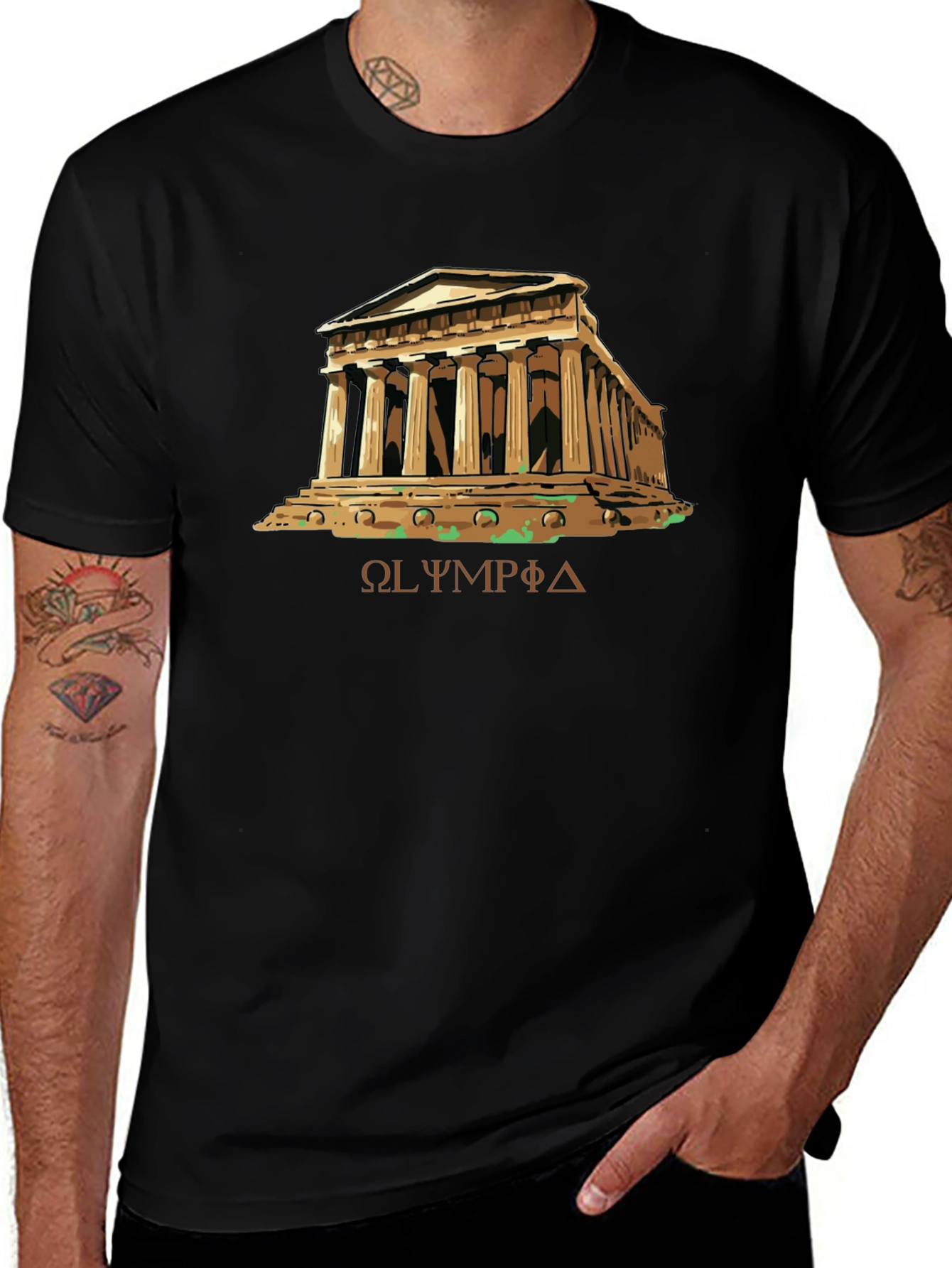 Olympia Greek Temple Black T-Shirt