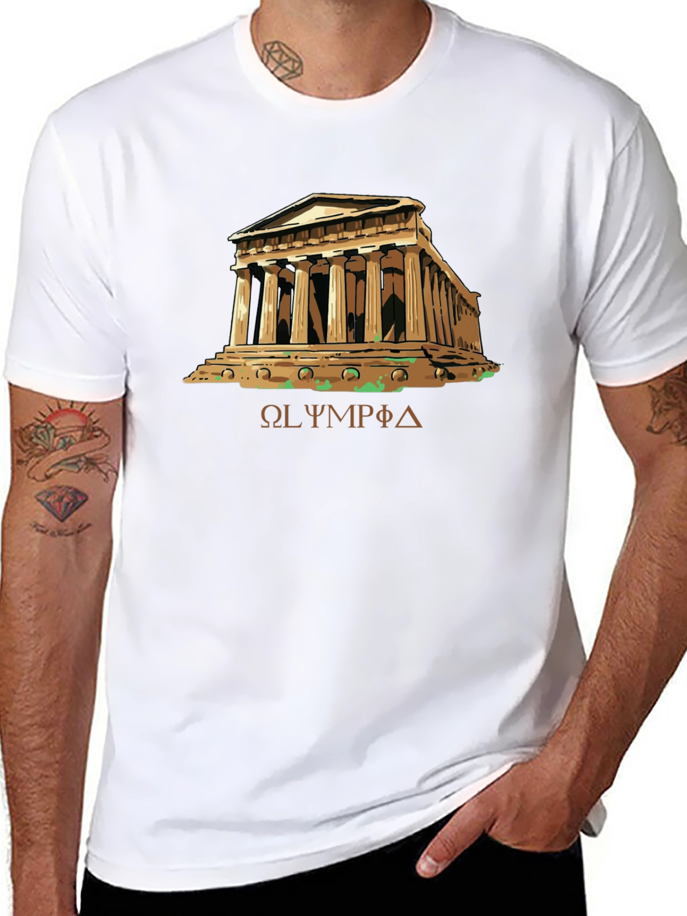 Olympia Greek Temple Black T-Shirt