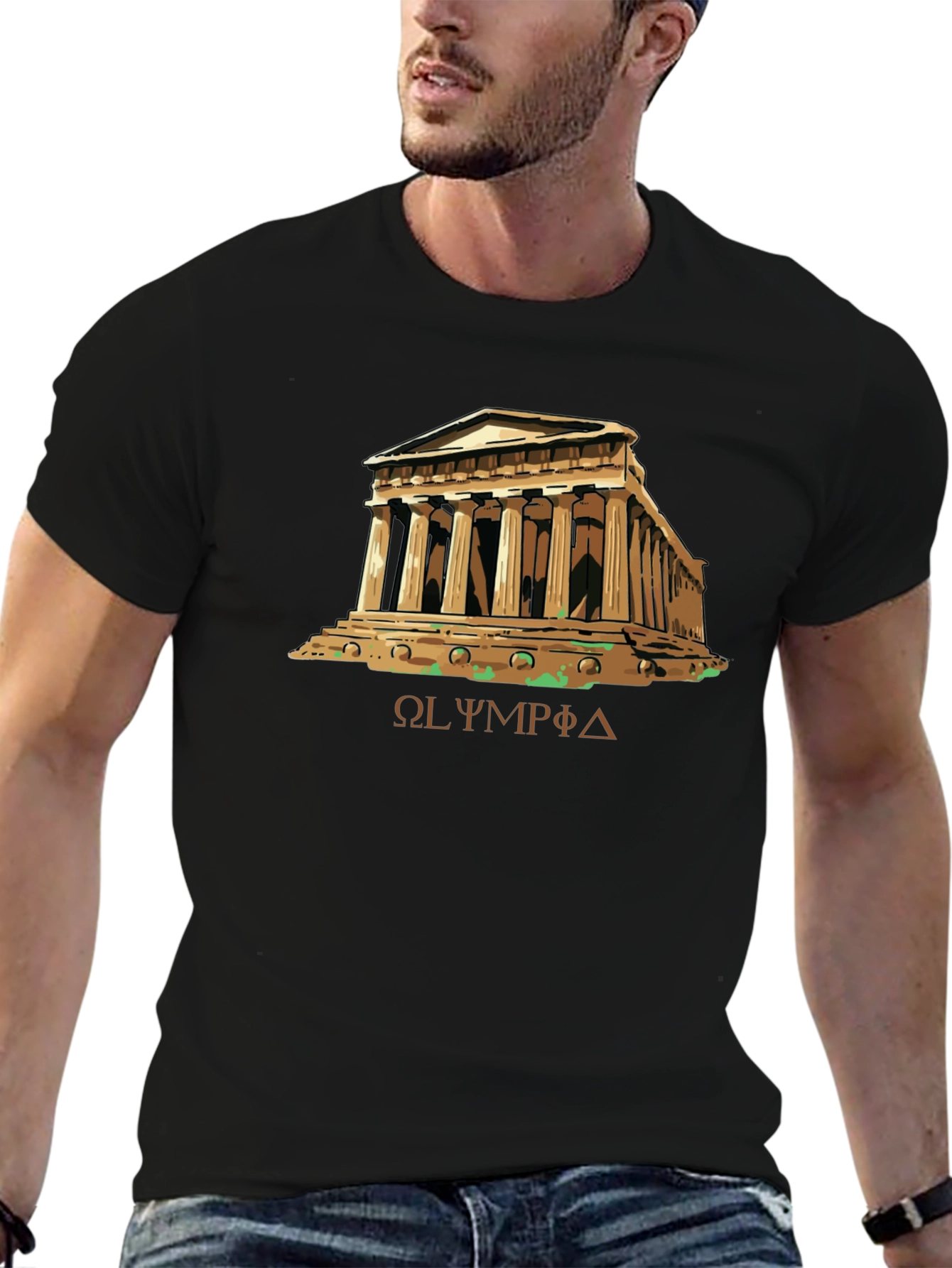 Olympia Greek Temple Black T-Shirt