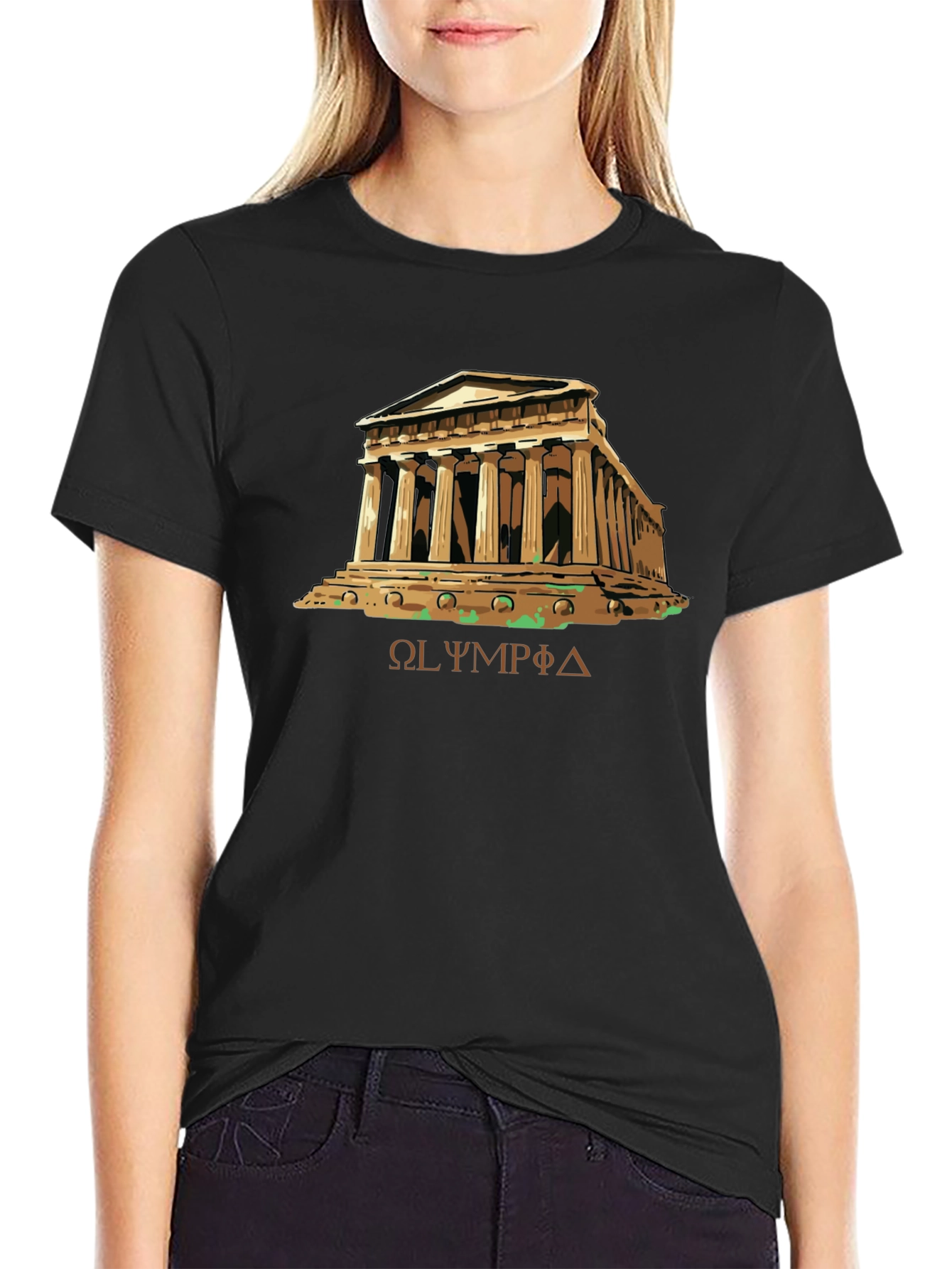 Olympia Greek Temple Black T-Shirt