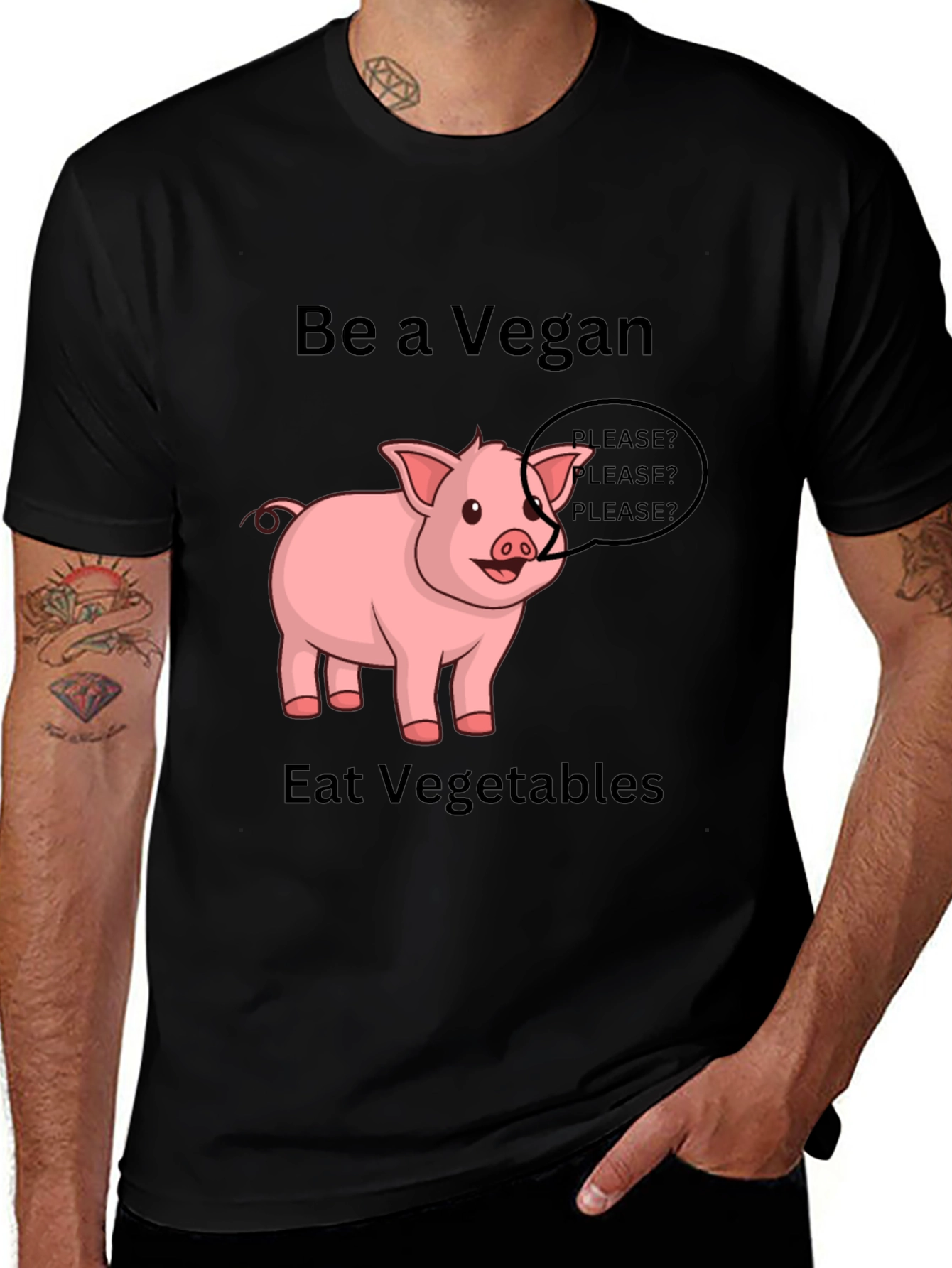 Vegan Pig Graphic Tee - Eat Vegetables