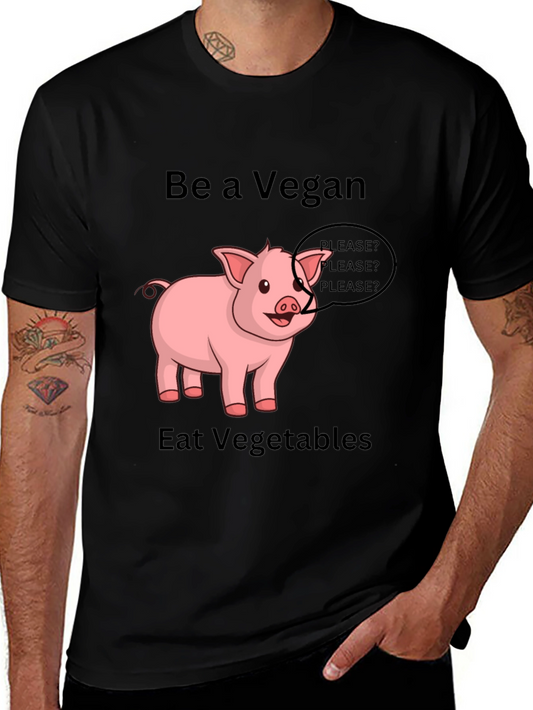 Vegan Pig Graphic Tee - Eat Vegetables