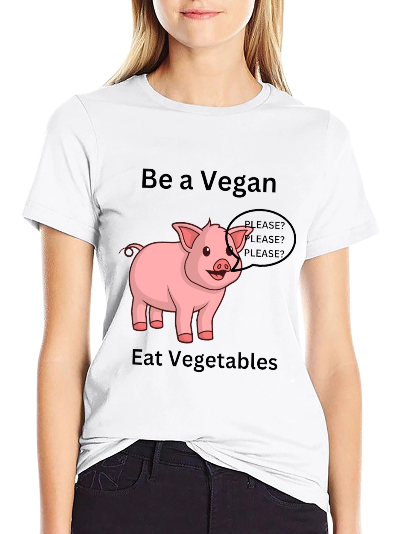 Vegan Pig Graphic Tee - Eat Vegetables