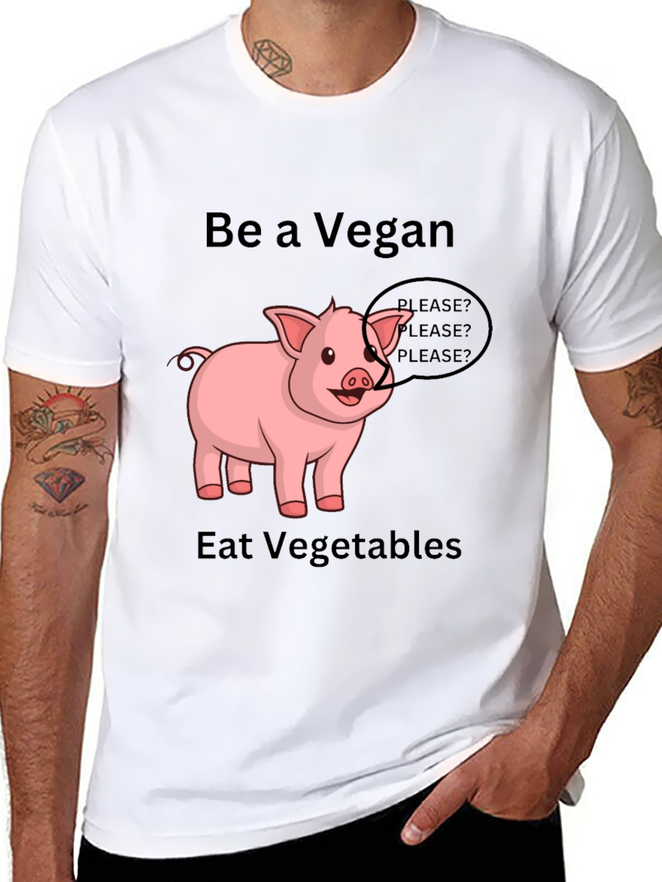 Vegan Pig Graphic Tee - Eat Vegetables
