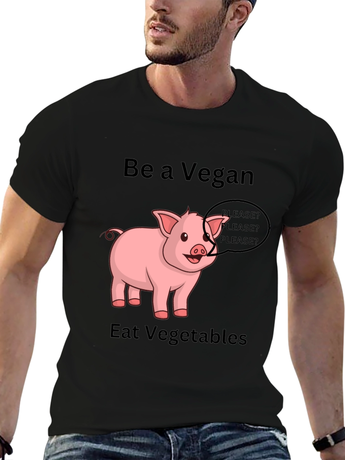 Vegan Pig Graphic Tee - Eat Vegetables