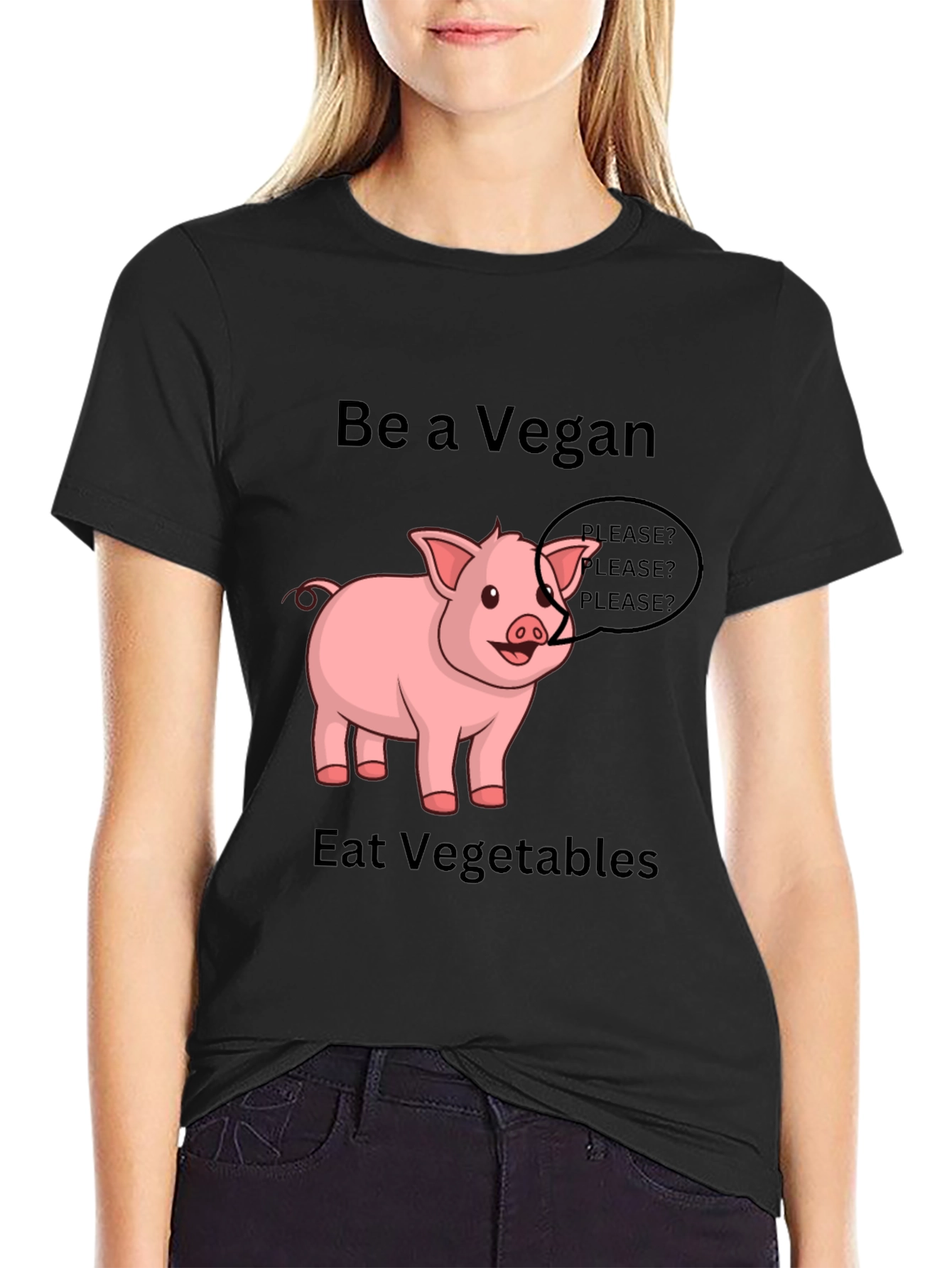Vegan Pig Graphic Tee - Eat Vegetables