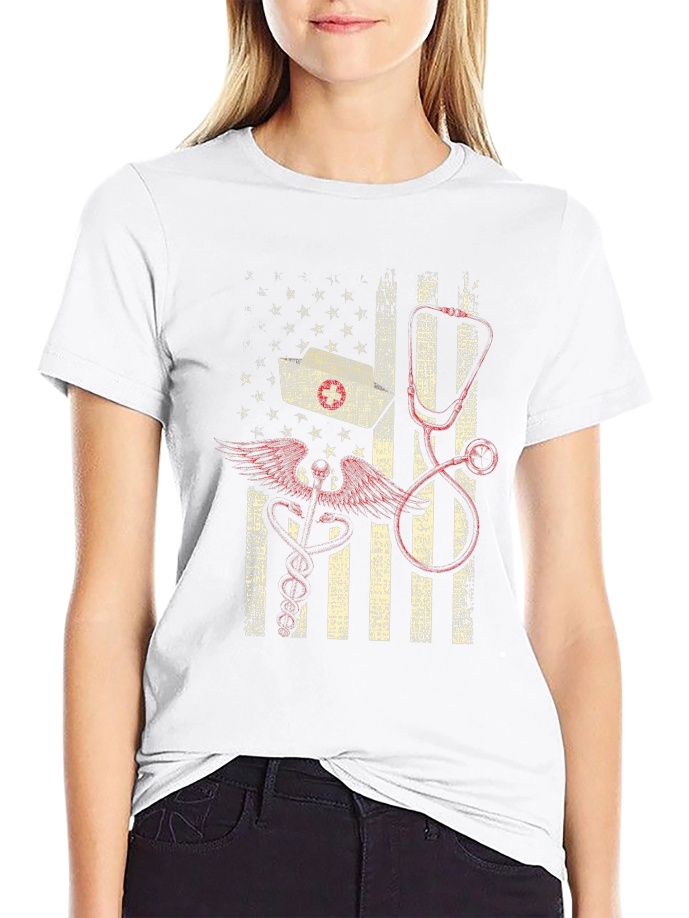 Nurse American Flag Graphic Tee