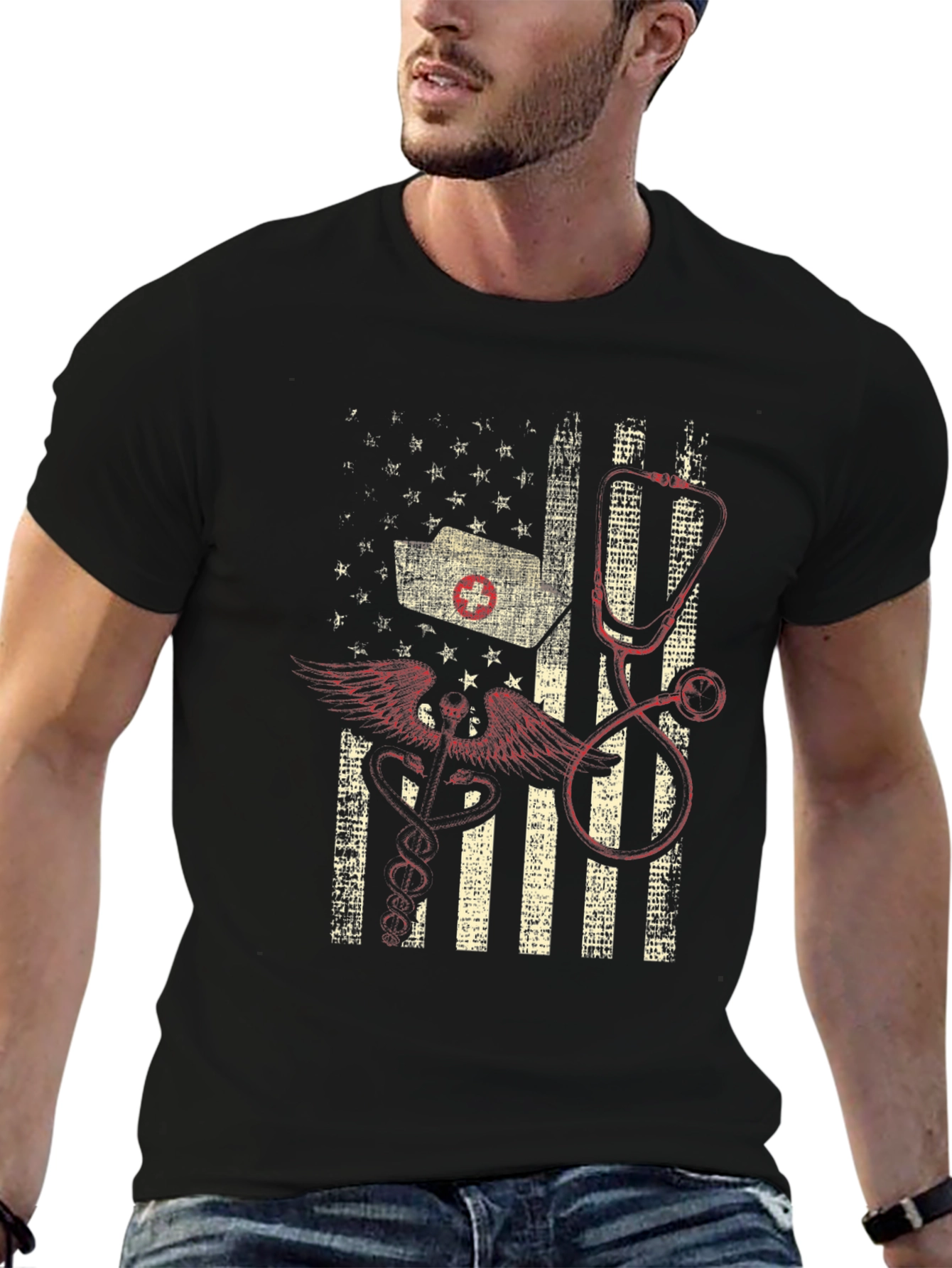 Nurse American Flag Graphic Tee