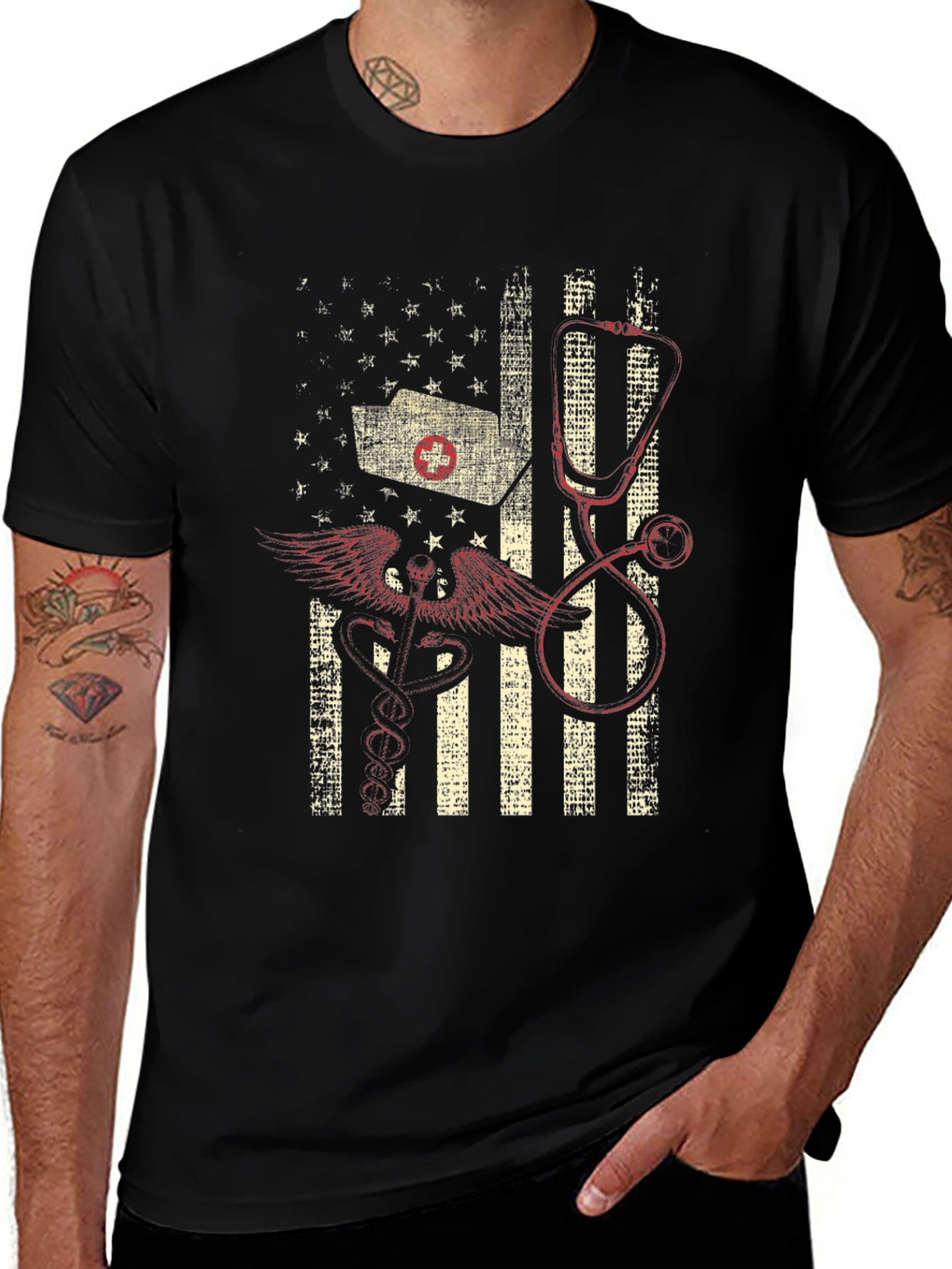 Nurse American Flag Graphic Tee