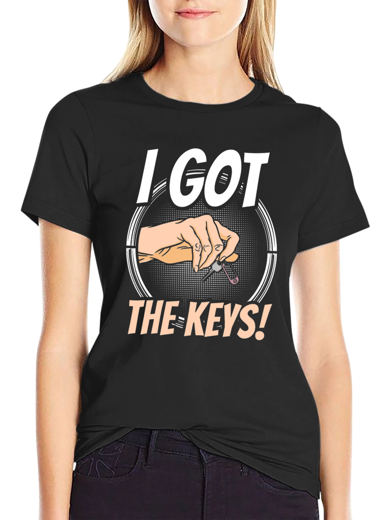I Got The Keys! Mens Black Graphic T-Shirt