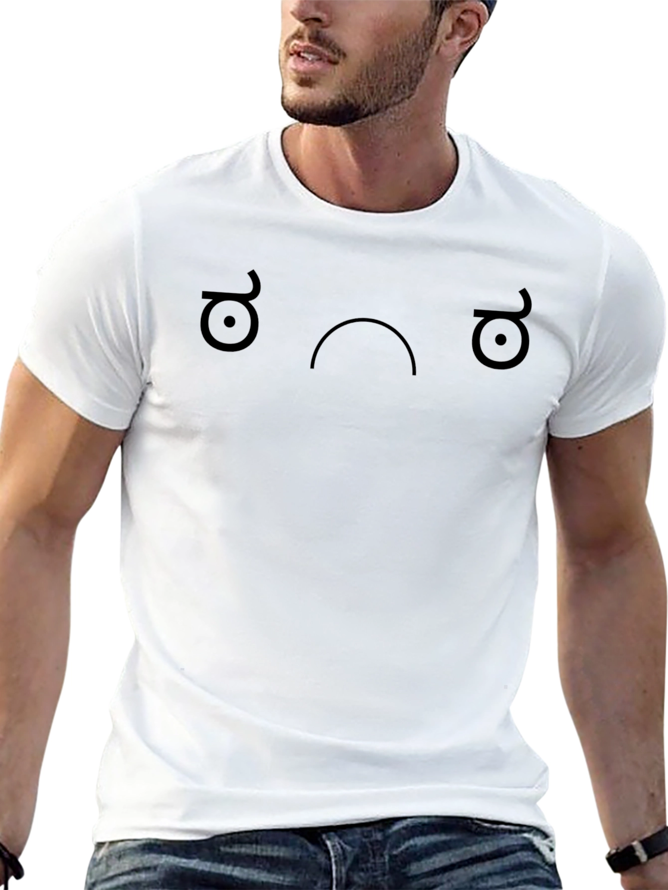 Skeptical Face Graphic Tee - Black